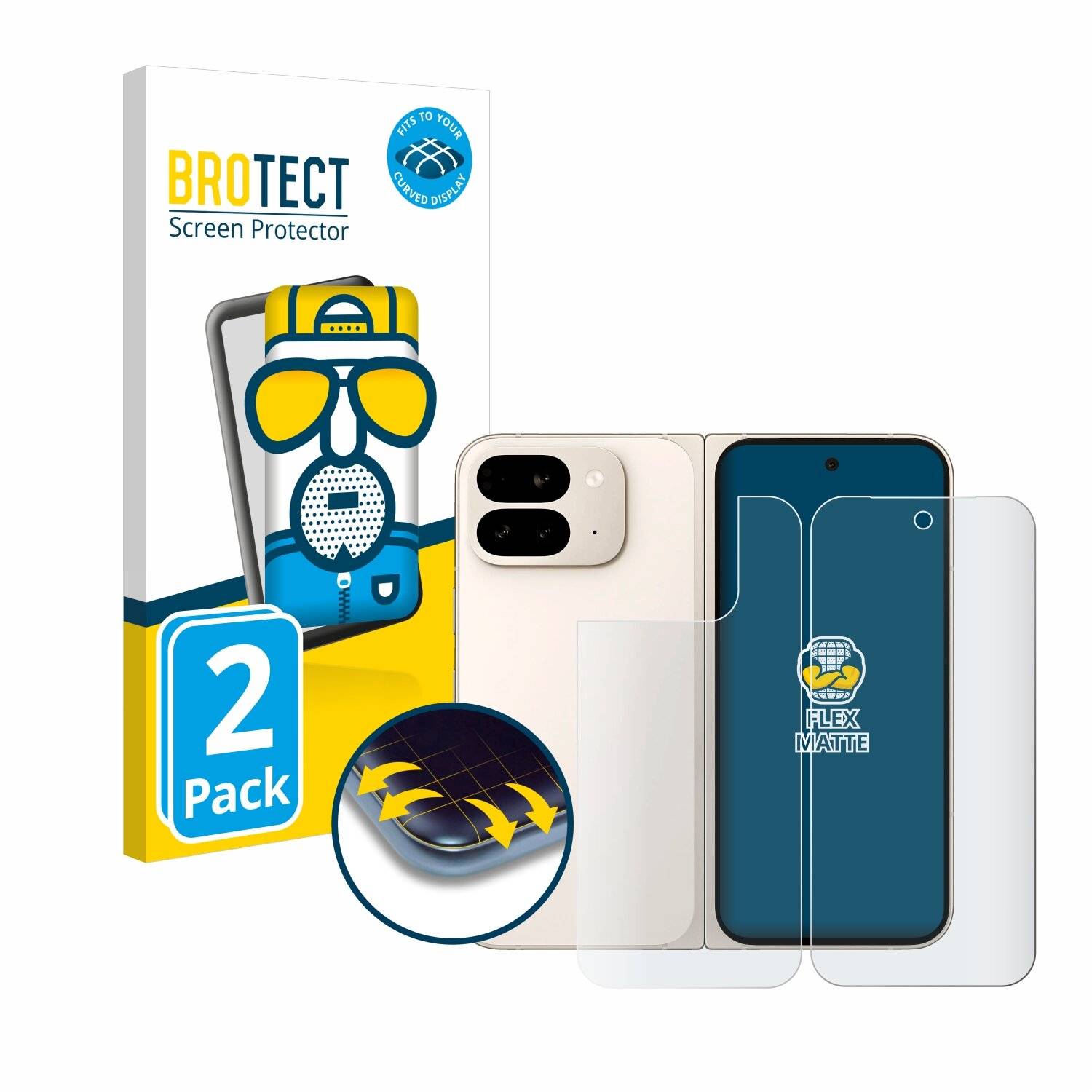 2x BROTECT Flex Matt Full-Screen Folie für Google Pixel 9 Pro Fold