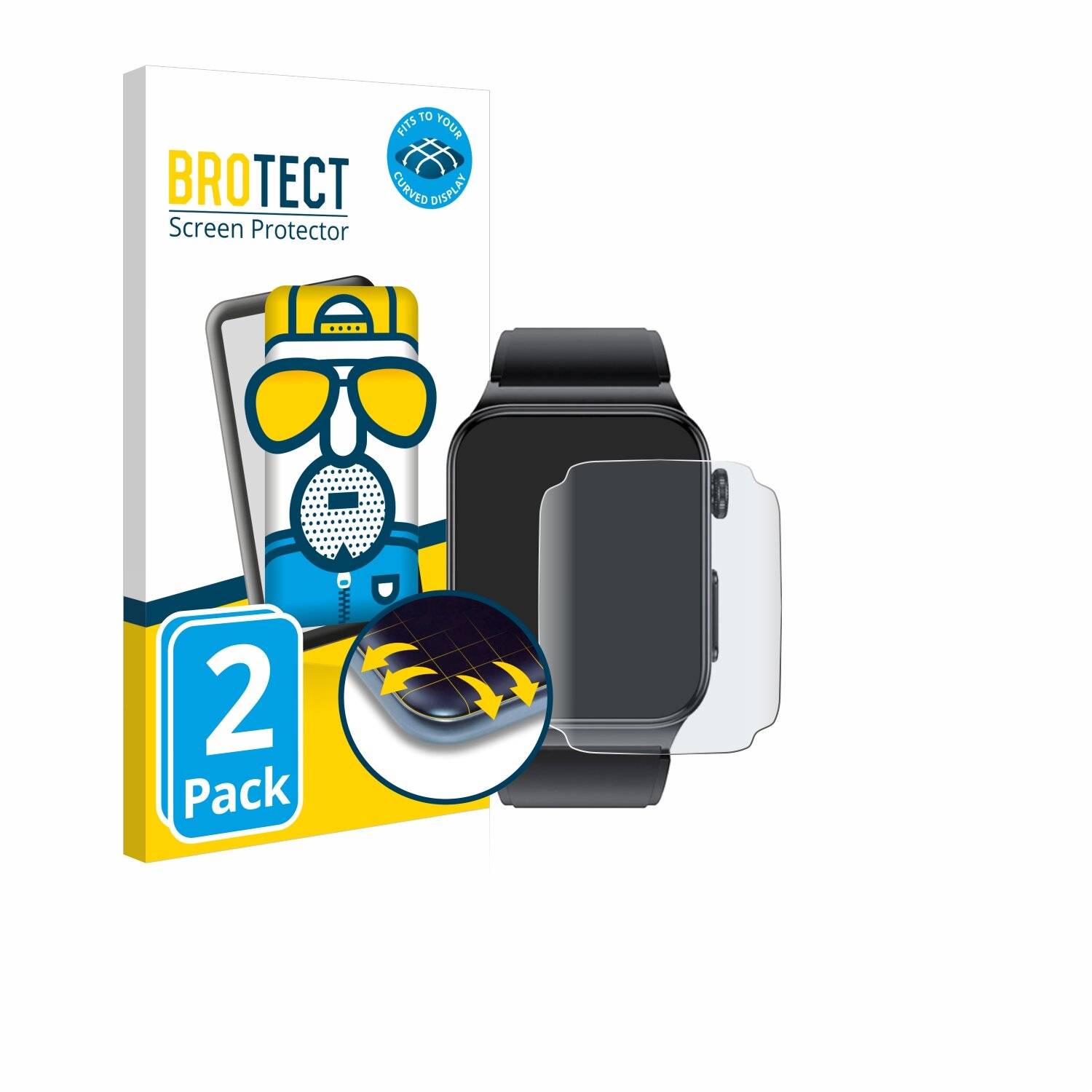 2x BROTECT Flex Matt Full-Screen Folie für andoer Smartwatch
