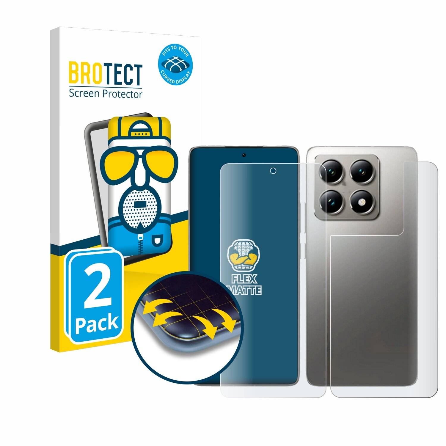 2x BROTECT Flex Matt Full-Screen Folie für Xiaomi 14T Pro