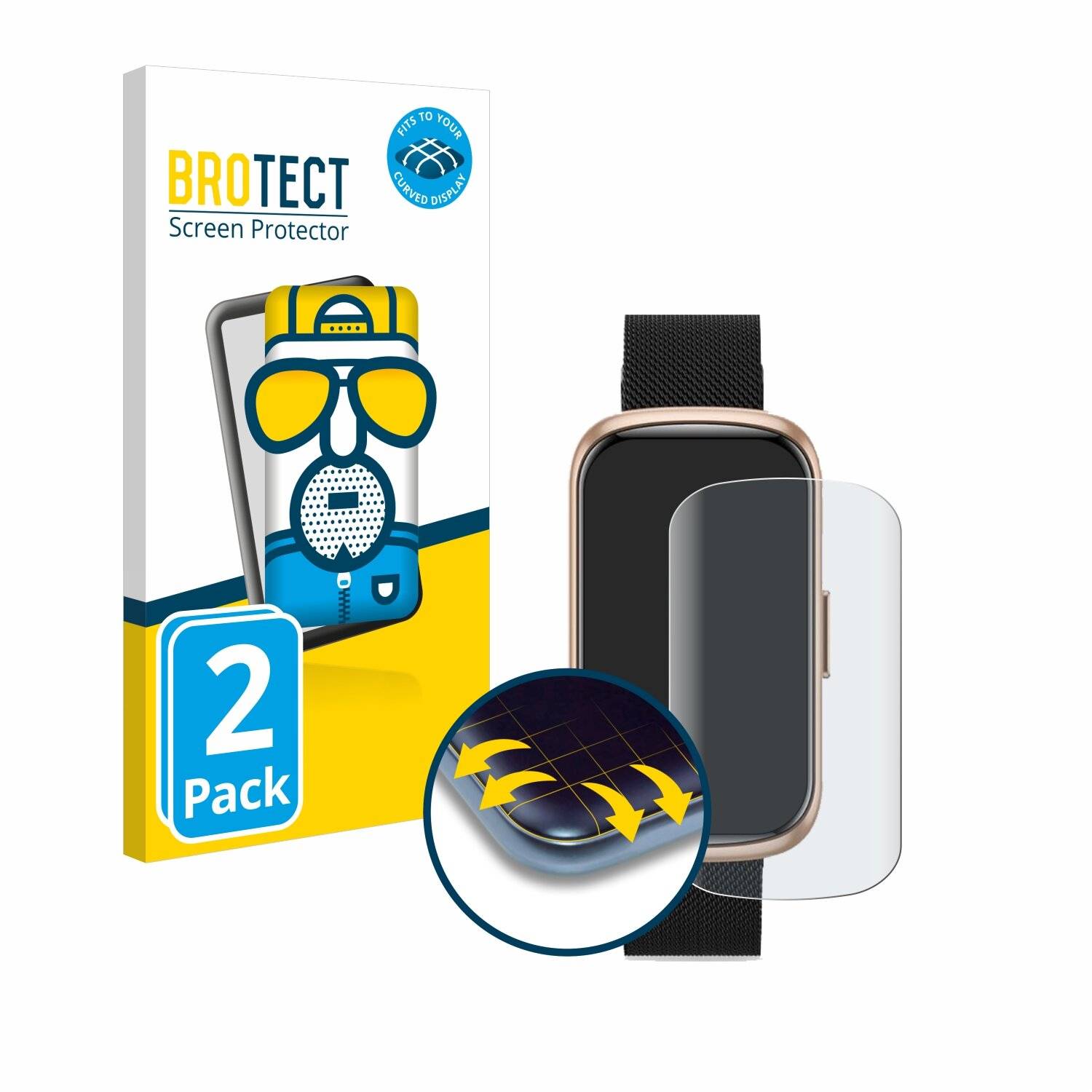 2x BROTECT Flex Matt Full-Screen Folie für Ruxingx Fitness Tracker