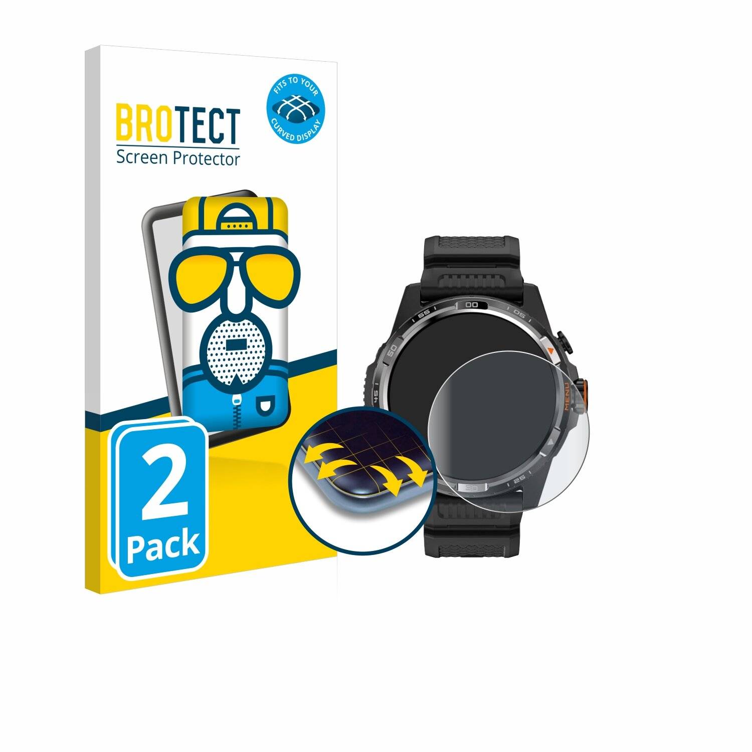 2x BROTECT Flex Matt Full-Screen Folie für Mobvoi Ticwatch