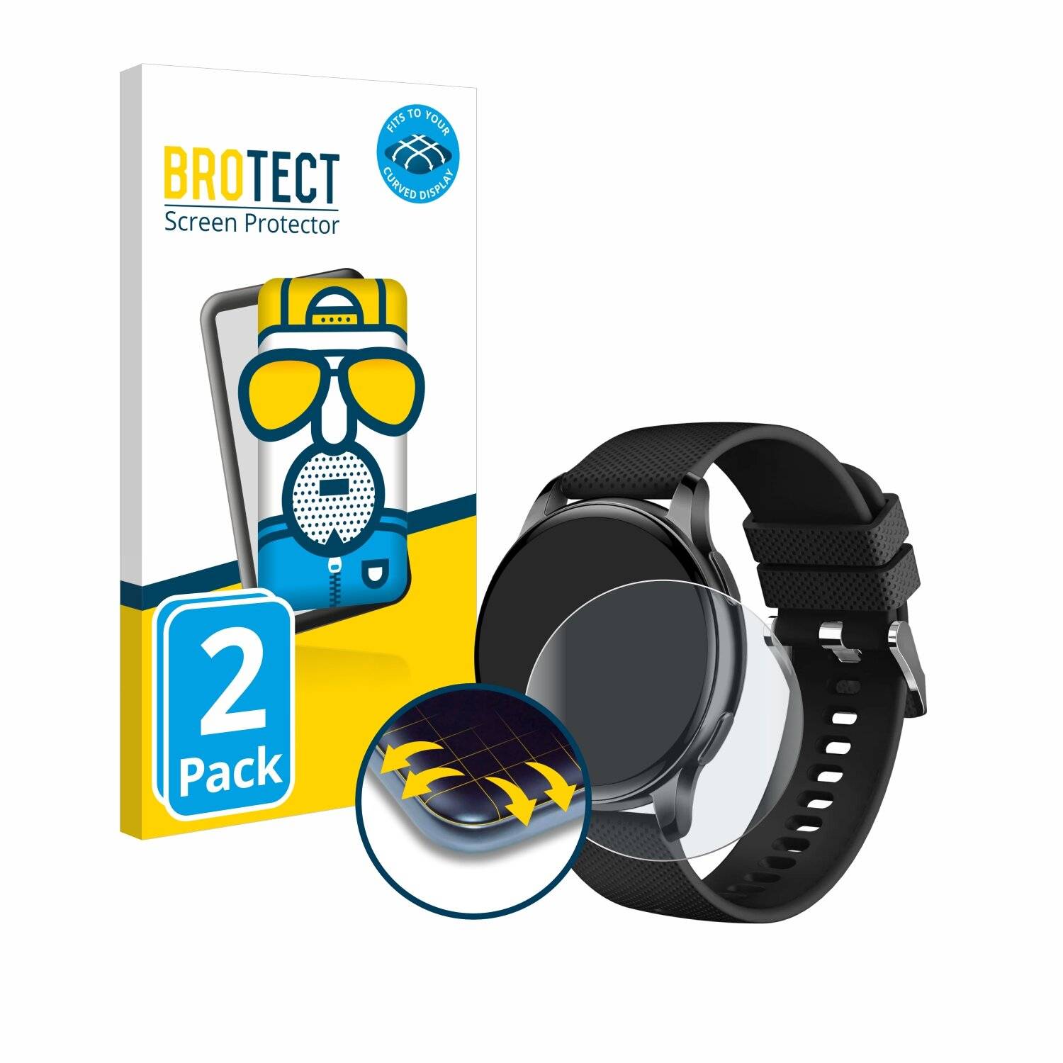 2x BROTECT Flex Matt Full-Screen Folie für Maoo Ventura AMOLED Smartwatch