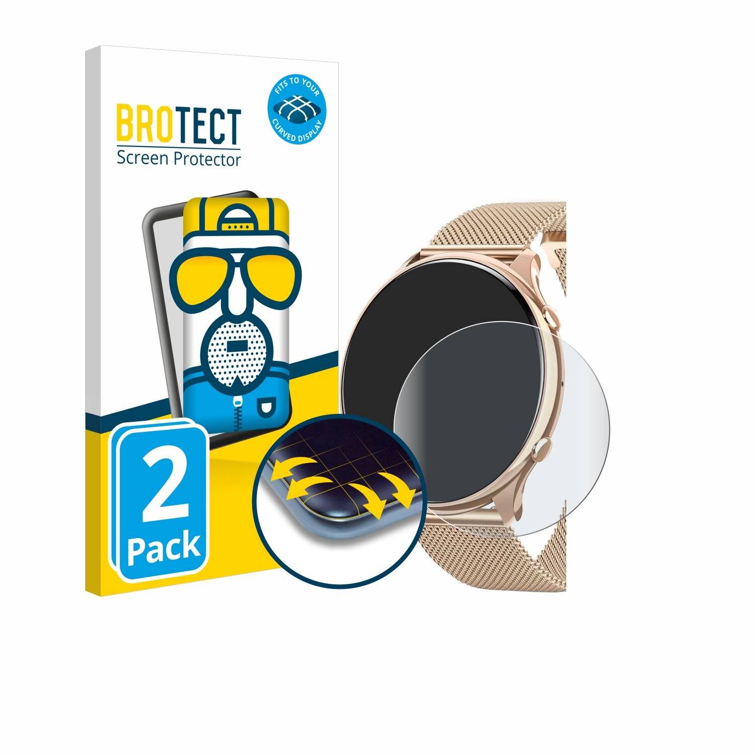 2x BROTECT Flex Matt Full-Screen Folie für Fitonme Smartwatch