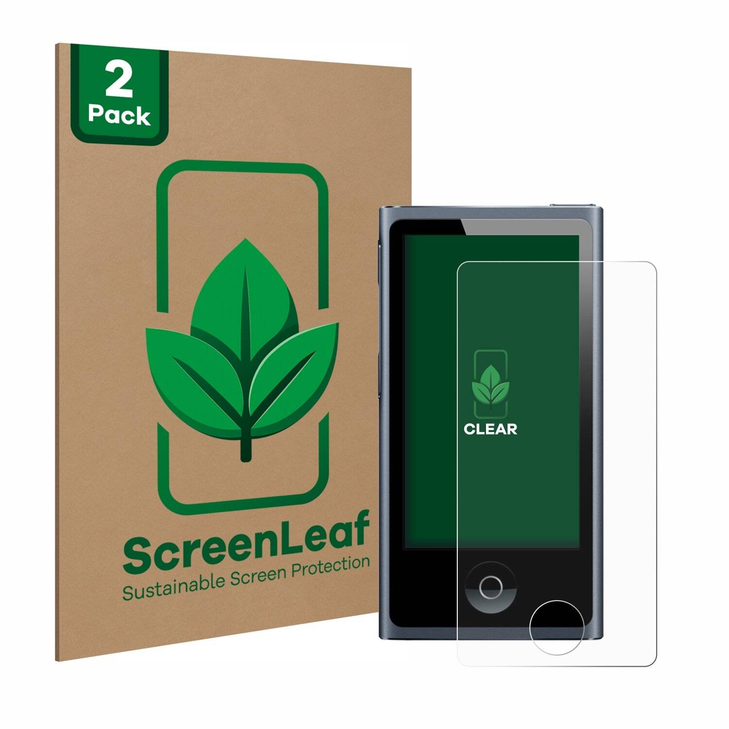 2x ScreenLeaf Clear Nachhaltiger Displayschutz für Apple iPod nano 2012 (7.