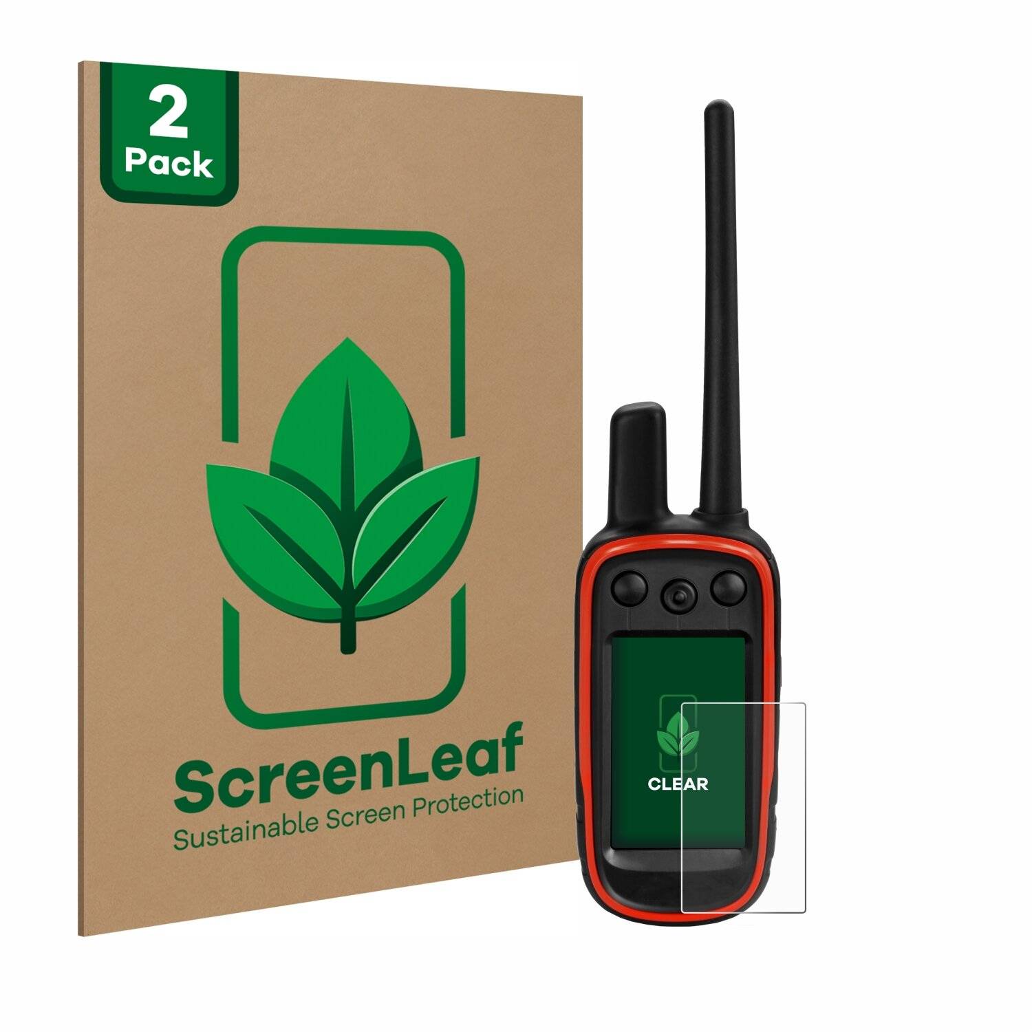 2x ScreenLeaf Clear Nachhaltiger Displayschutz für Garmin Alpha