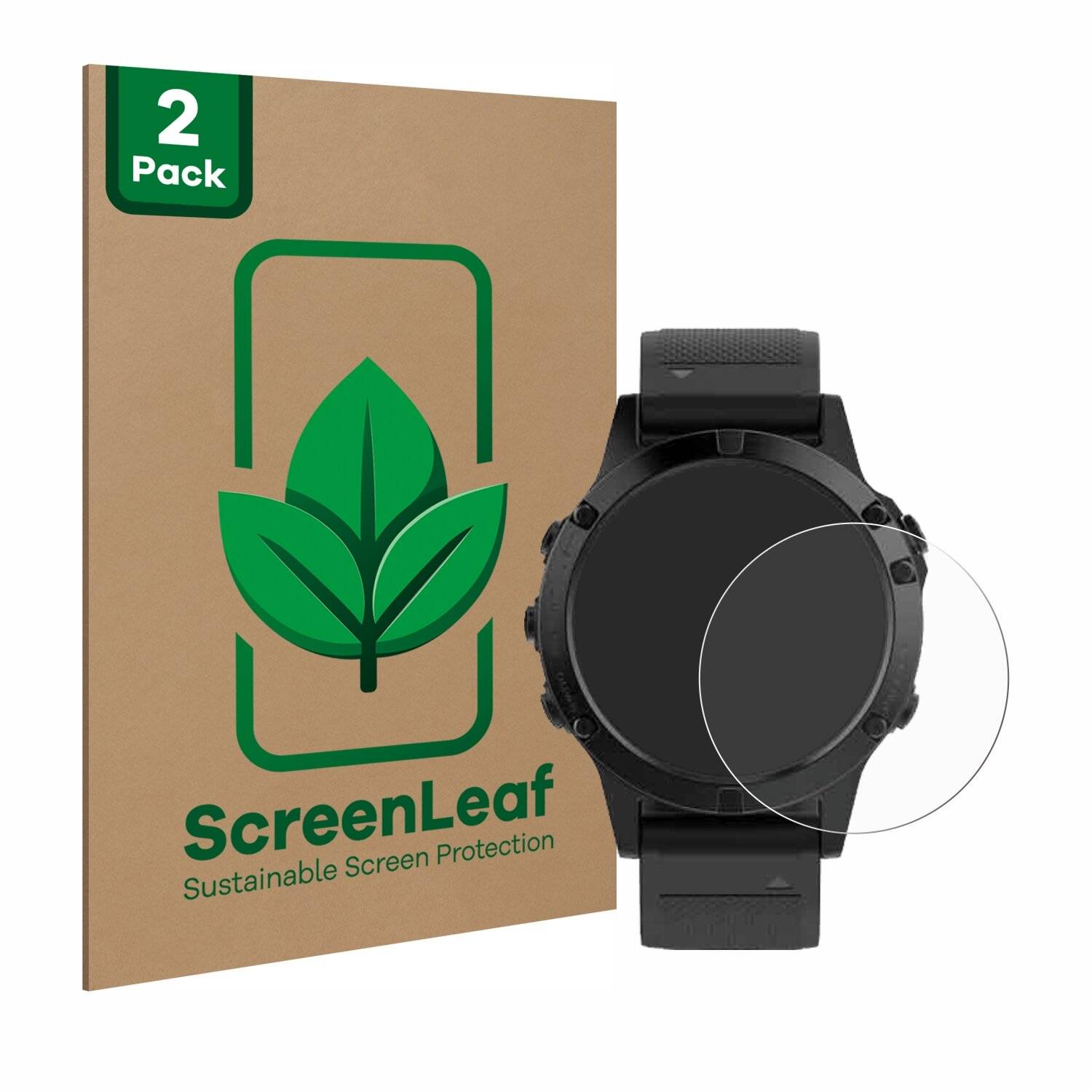 2x ScreenLeaf Clear Nachhaltiger Displayschutz für Garmin Fenix 5 (47