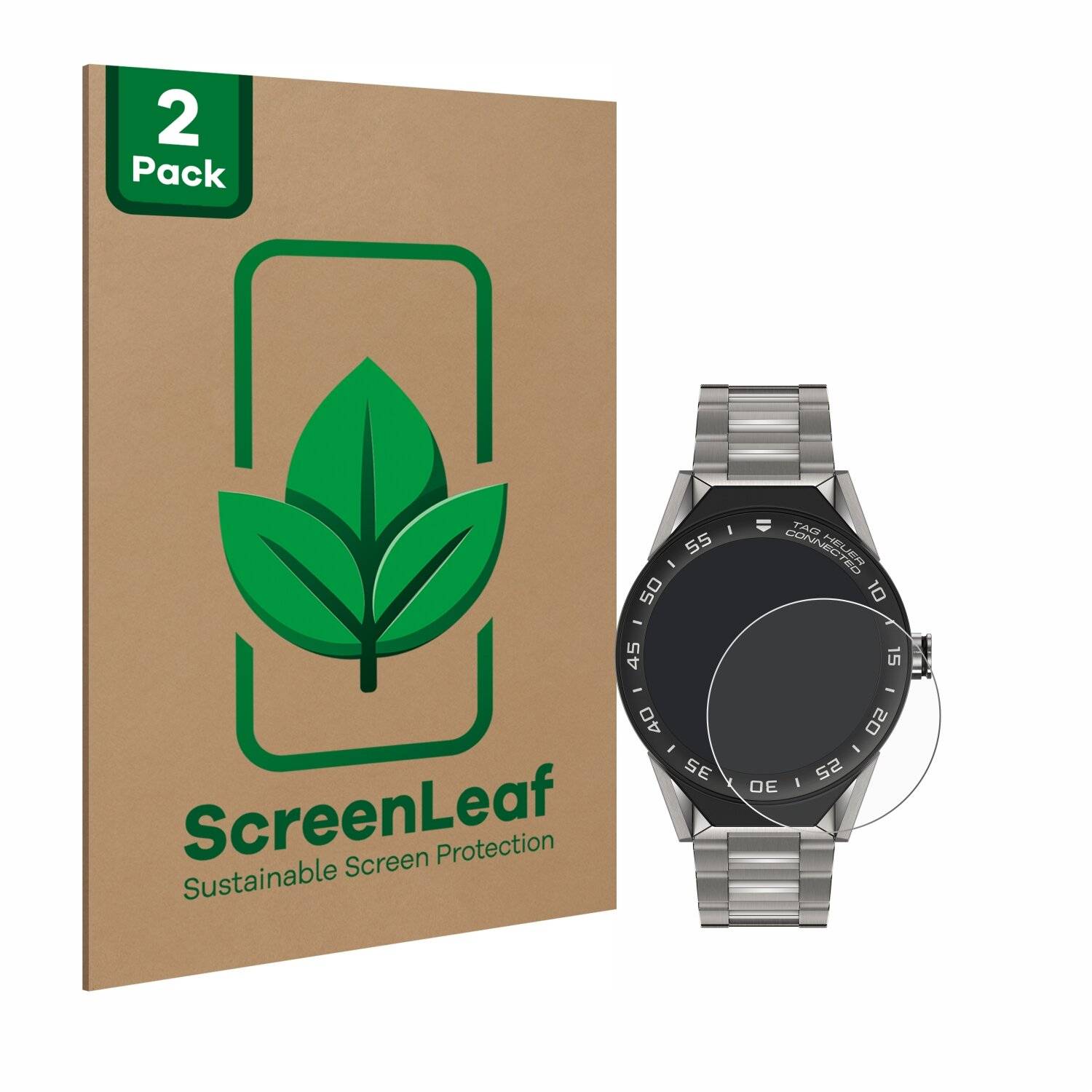 2x ScreenLeaf Clear Nachhaltiger Displayschutz für TAG Heuer Connected Modular
