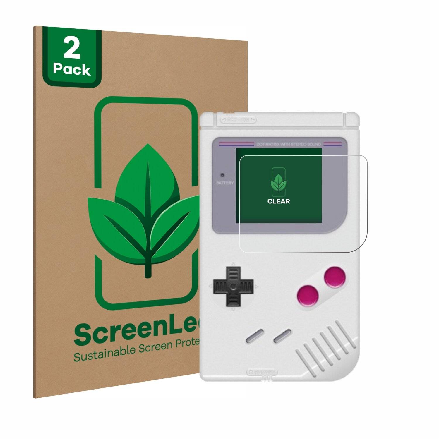 2x ScreenLeaf Clear Nachhaltiger Displayschutz für Nintendo Gameboy