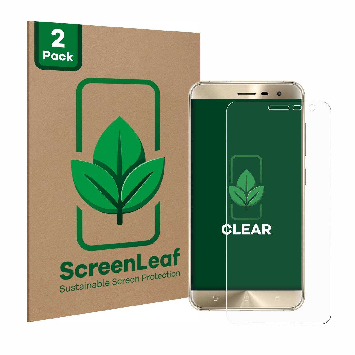 2x ScreenLeaf Clear Nachhaltiger Displayschutz für ASUS ZenFone 3