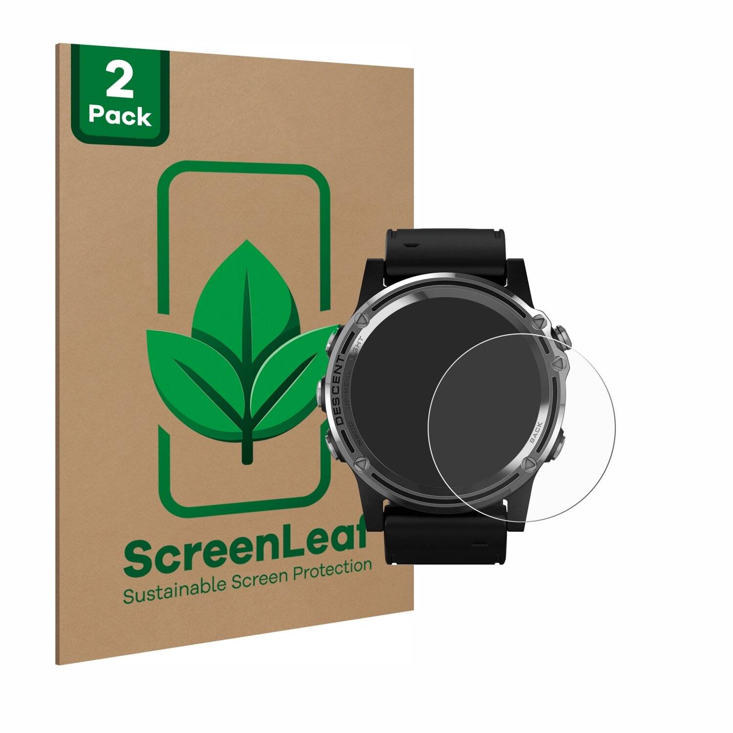 2x ScreenLeaf Clear Nachhaltiger Displayschutz für Garmin Descent