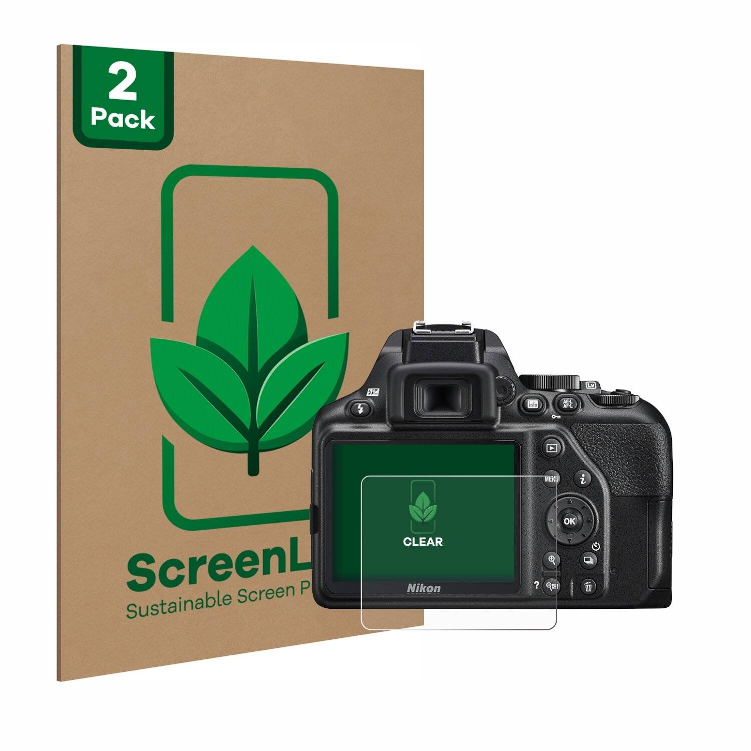 2x ScreenLeaf Clear Nachhaltiger Displayschutz für Nikon