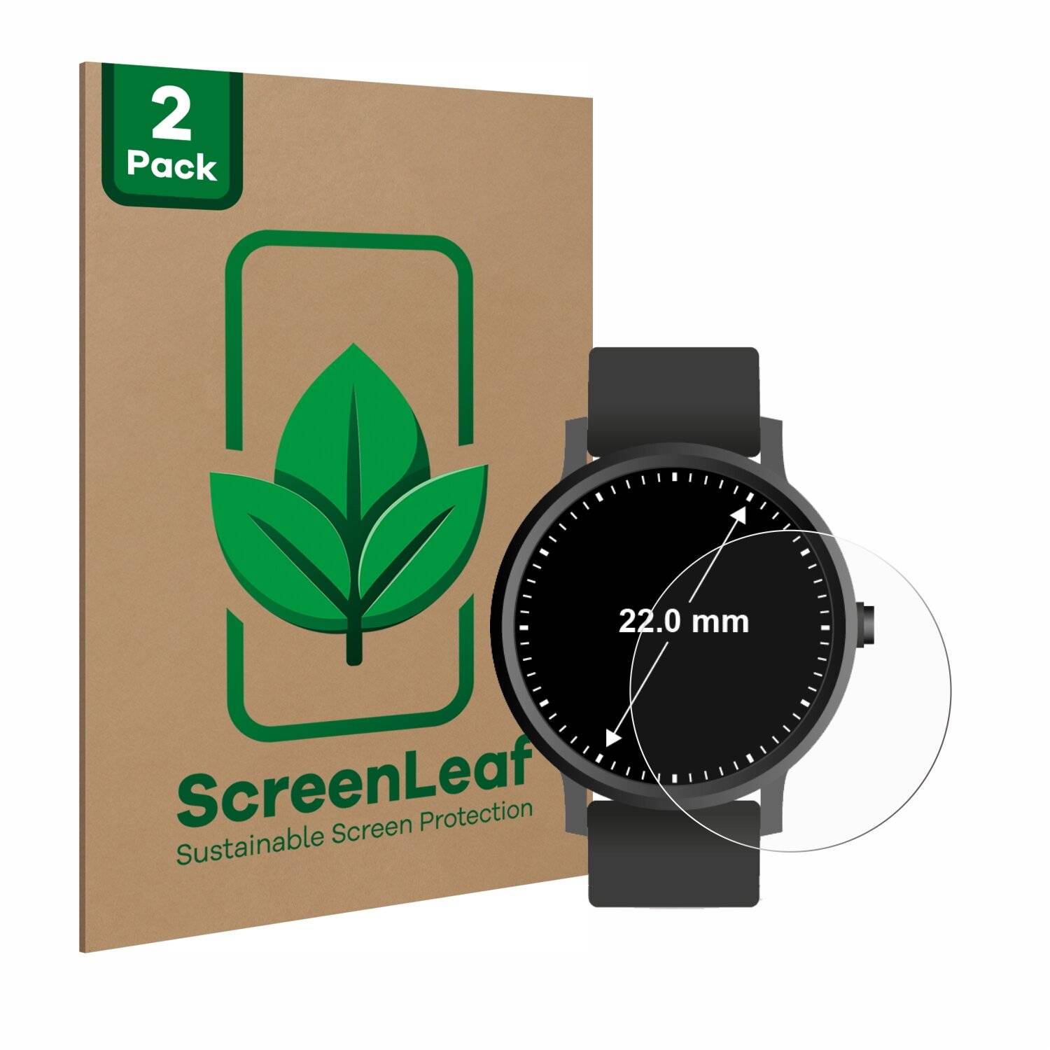 2x ScreenLeaf Clear Nachhaltiger Displayschutz für Kreisrunde Displays (ø: 22 mm) (2x