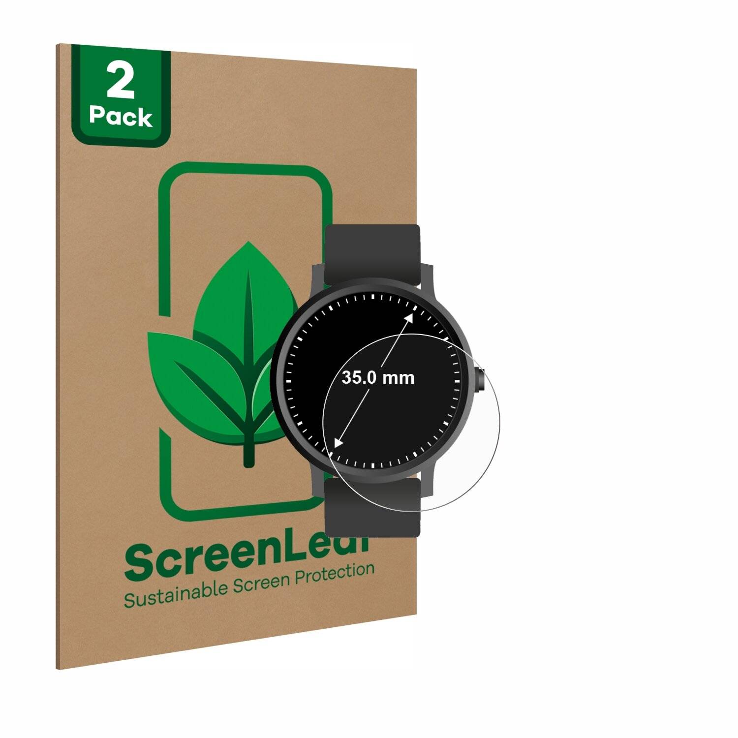 2x ScreenLeaf Clear Nachhaltiger Displayschutz für Kreisrunde Displays (ø: 35 mm) (2x