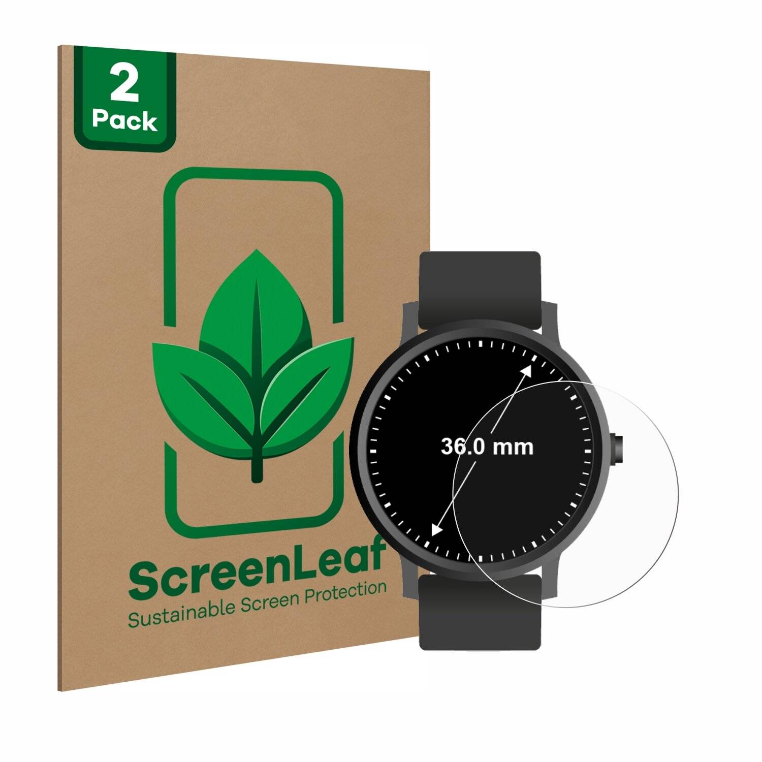 2x ScreenLeaf Clear Nachhaltiger Displayschutz für Kreisrunde Displays (ø: 36 mm) (2x