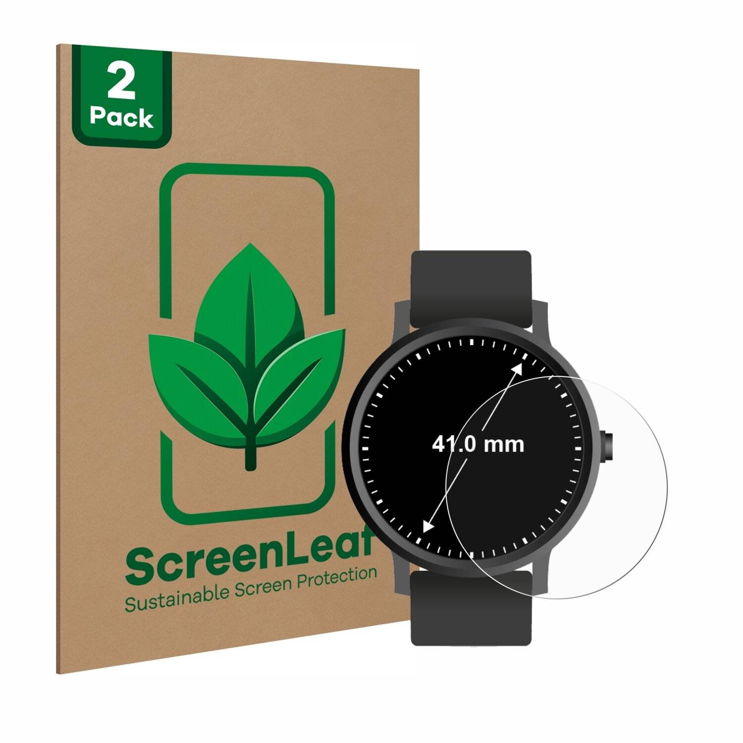 2x ScreenLeaf Clear Nachhaltiger Displayschutz für Kreisrunde Displays (ø: 41 mm) (2x