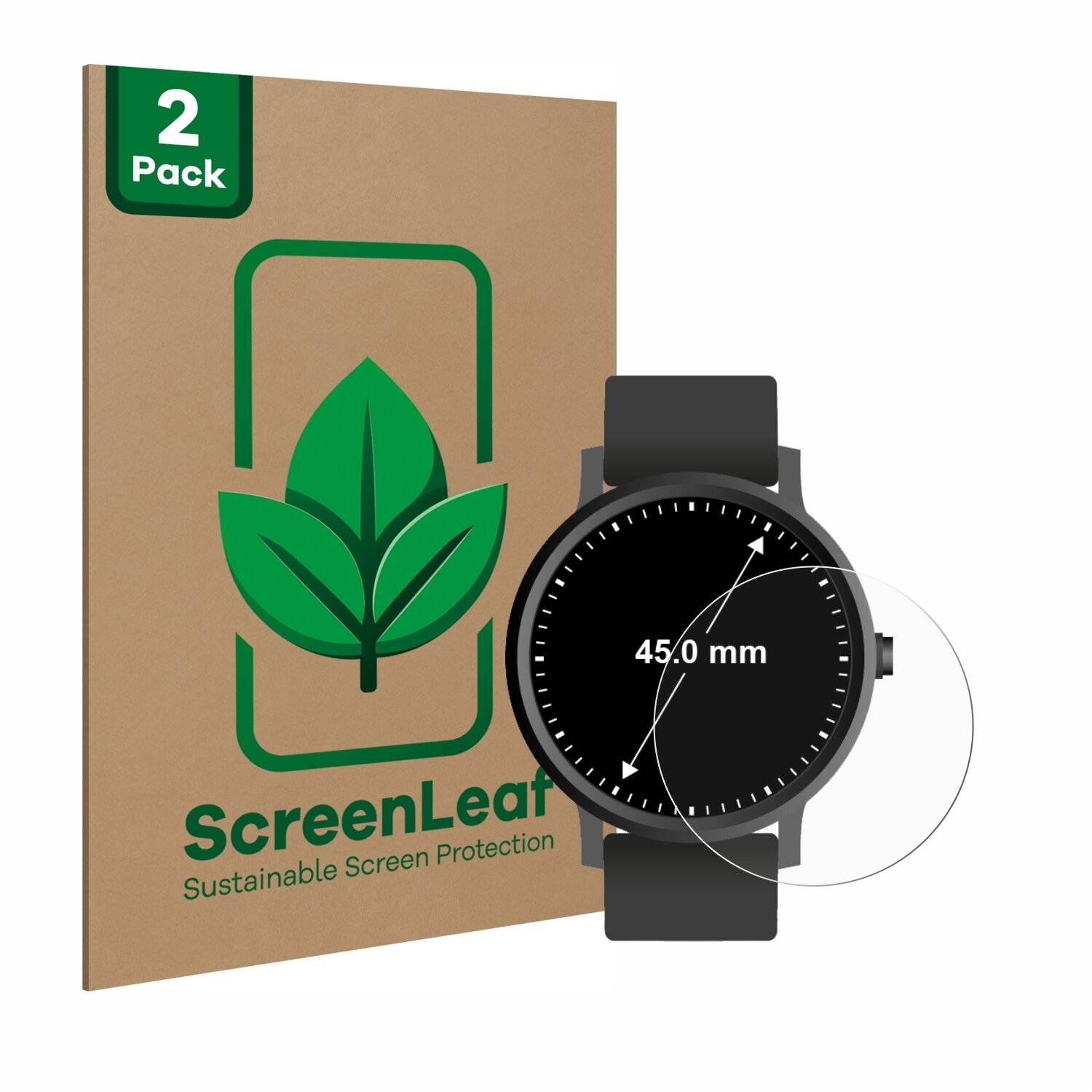 2x ScreenLeaf Clear Nachhaltiger Displayschutz für Kreisrunde Displays (ø: 45 mm) (2x