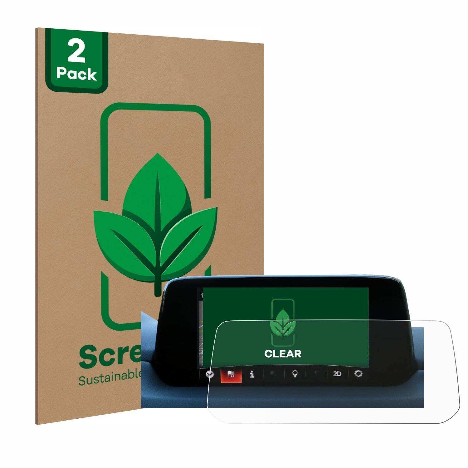 2x ScreenLeaf Clear Nachhaltiger Displayschutz für Mazda CX-5 2017 Infotainment