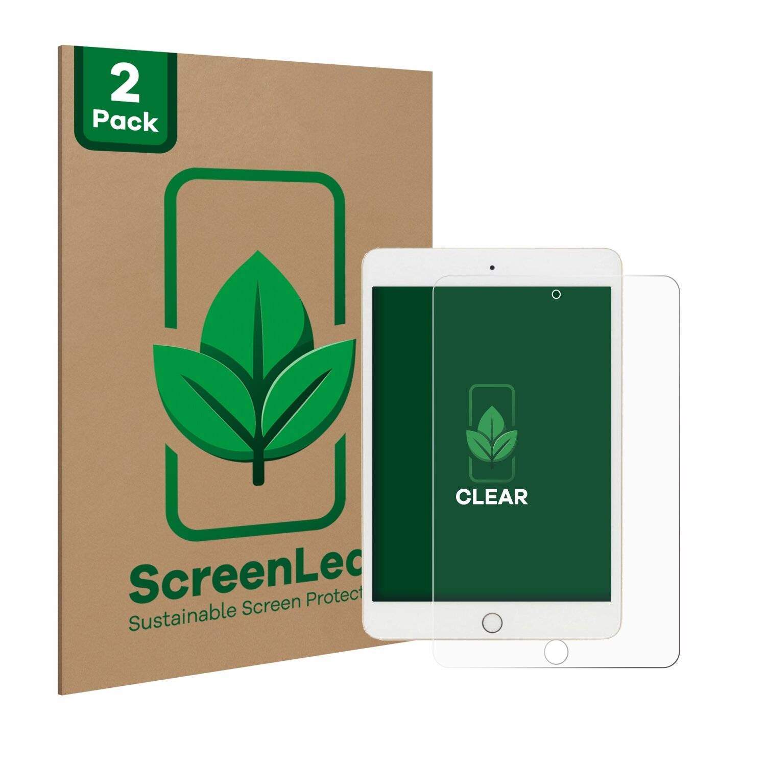 2x ScreenLeaf Clear Nachhaltiger Displayschutz für Apple iPad Mini 5 2019 (5.