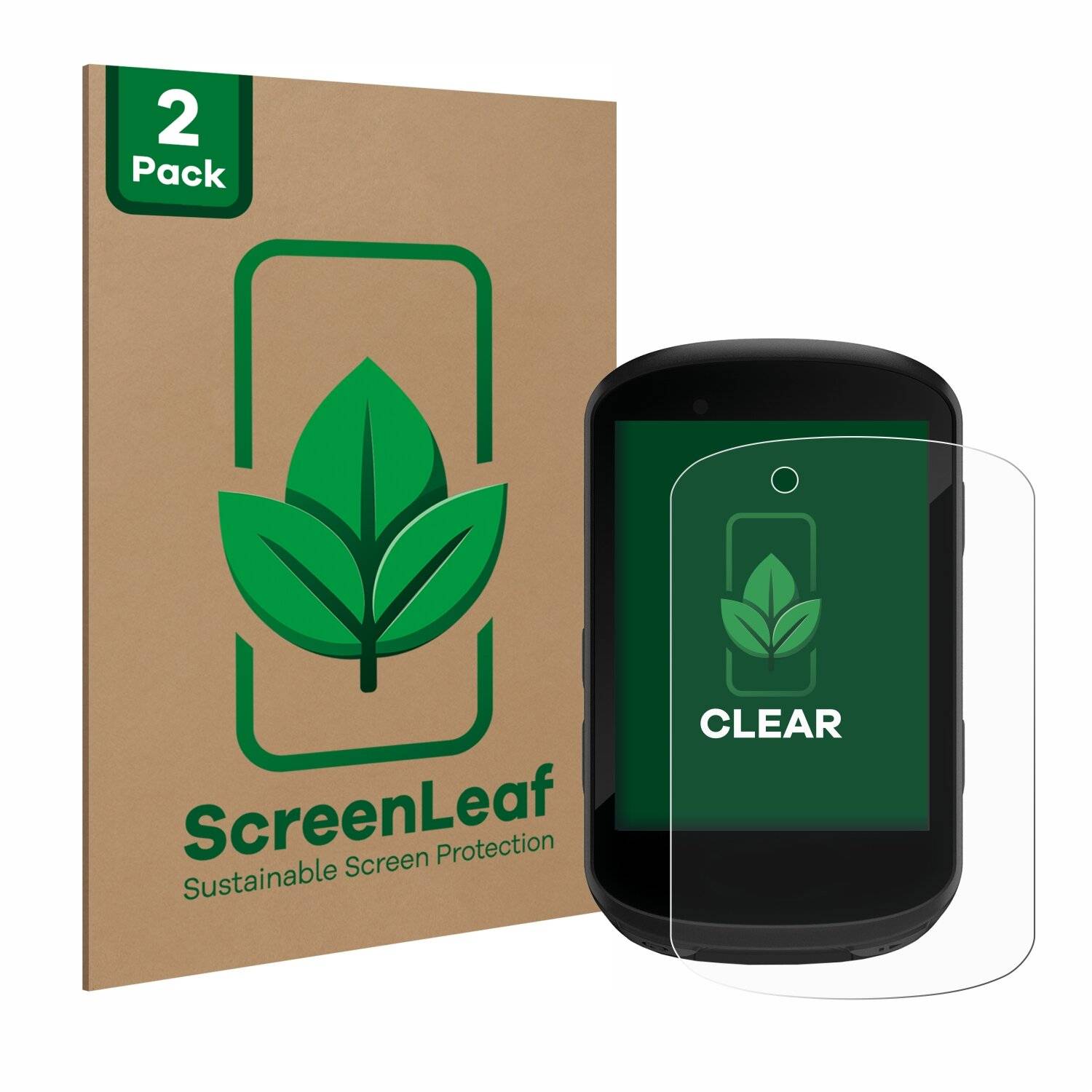 2x ScreenLeaf Clear Nachhaltiger Displayschutz für Garmin Edge
