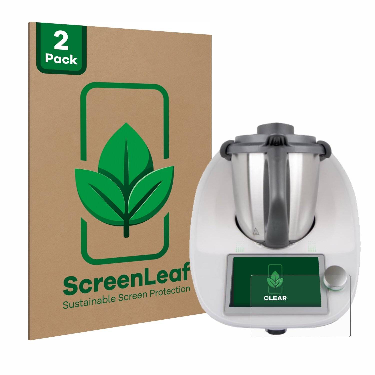 2x ScreenLeaf Clear Nachhaltiger Displayschutz für Vorwerk Bimby