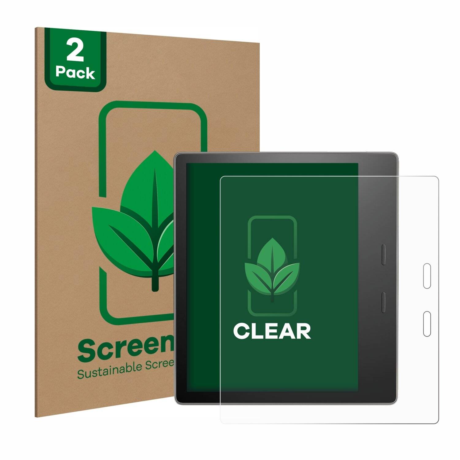 2x ScreenLeaf Clear Nachhaltiger Displayschutz für Amazon Kindle Oasis 2019 (10.