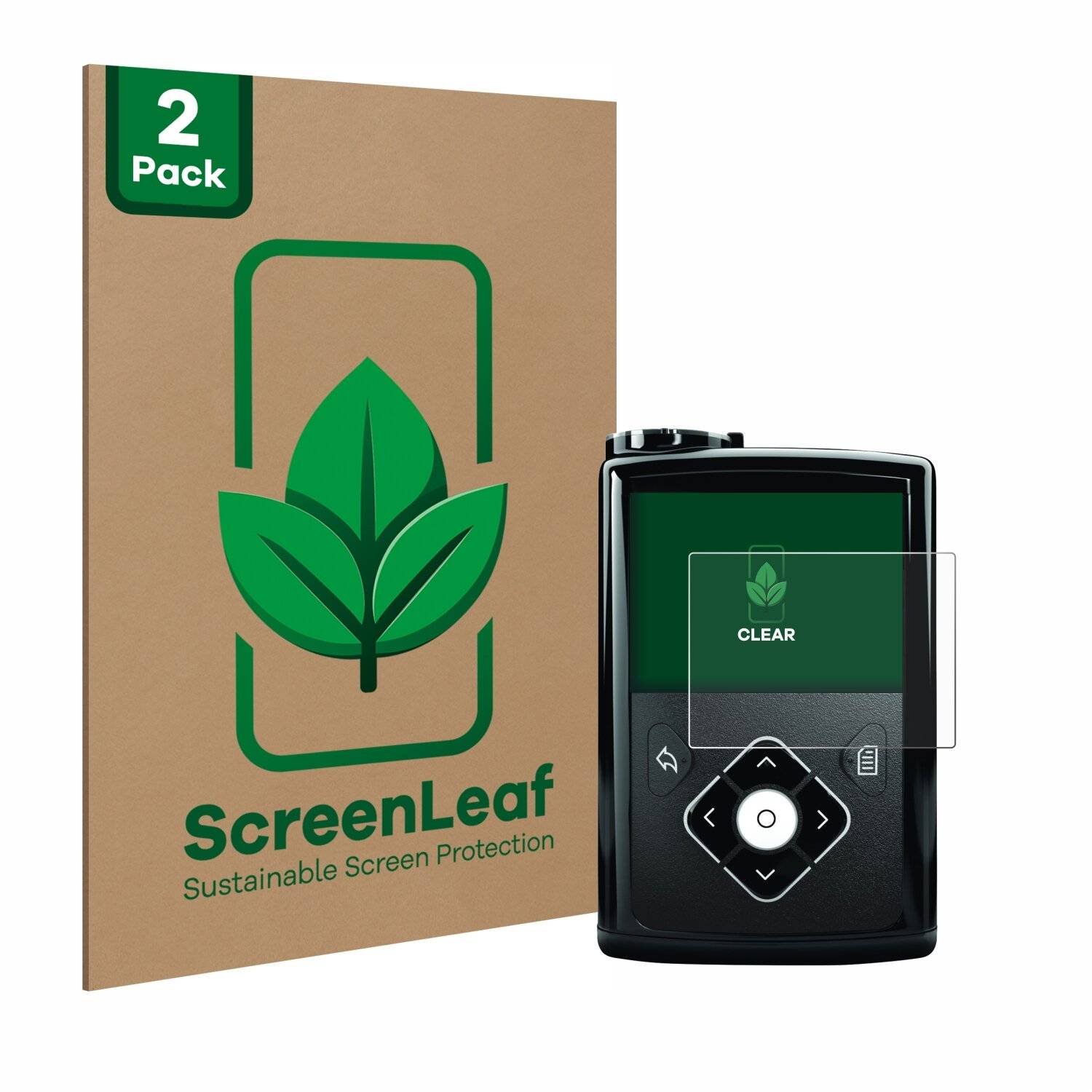 2x ScreenLeaf Clear Nachhaltiger Displayschutz für Medtronic Minimed