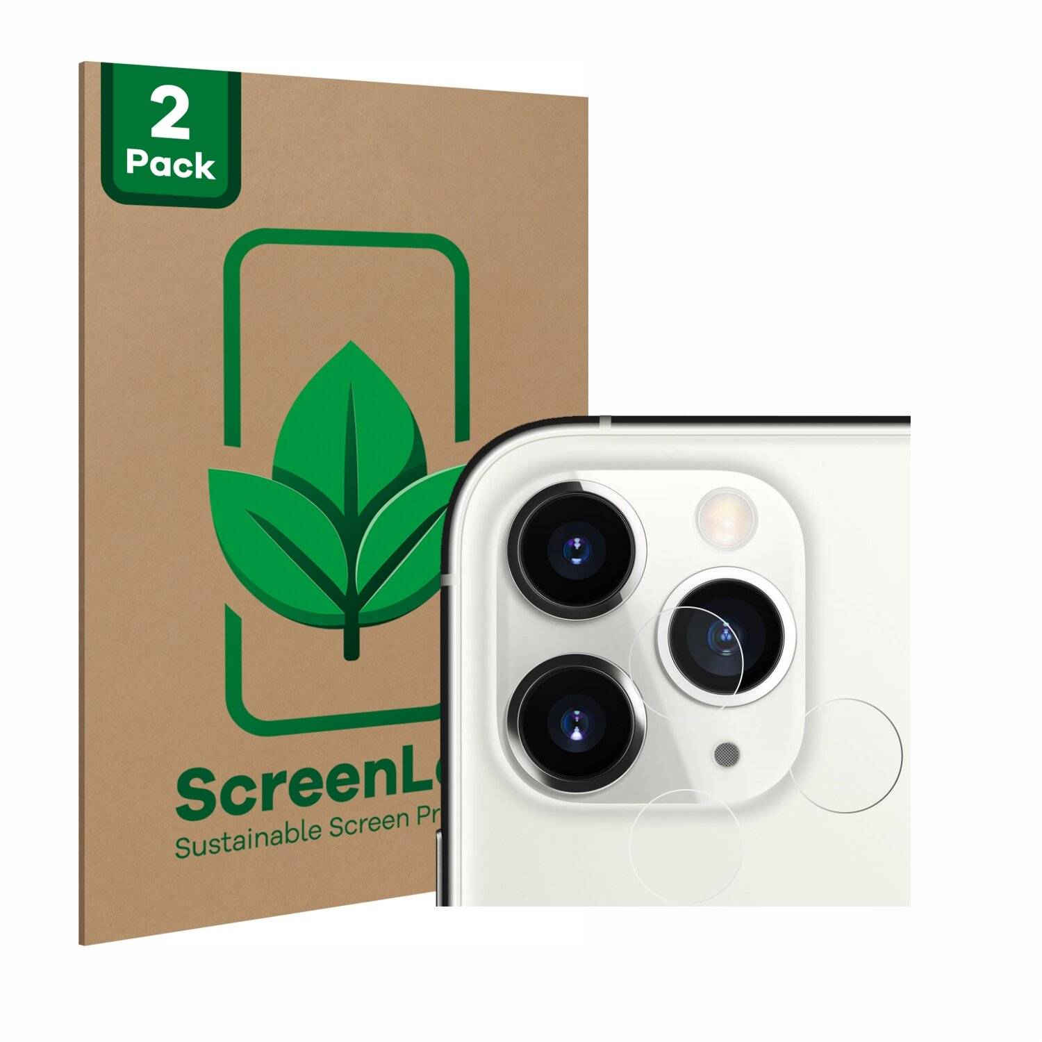 2x ScreenLeaf Clear Nachhaltiger Displayschutz für Apple iPhone 11 Pro (NUR