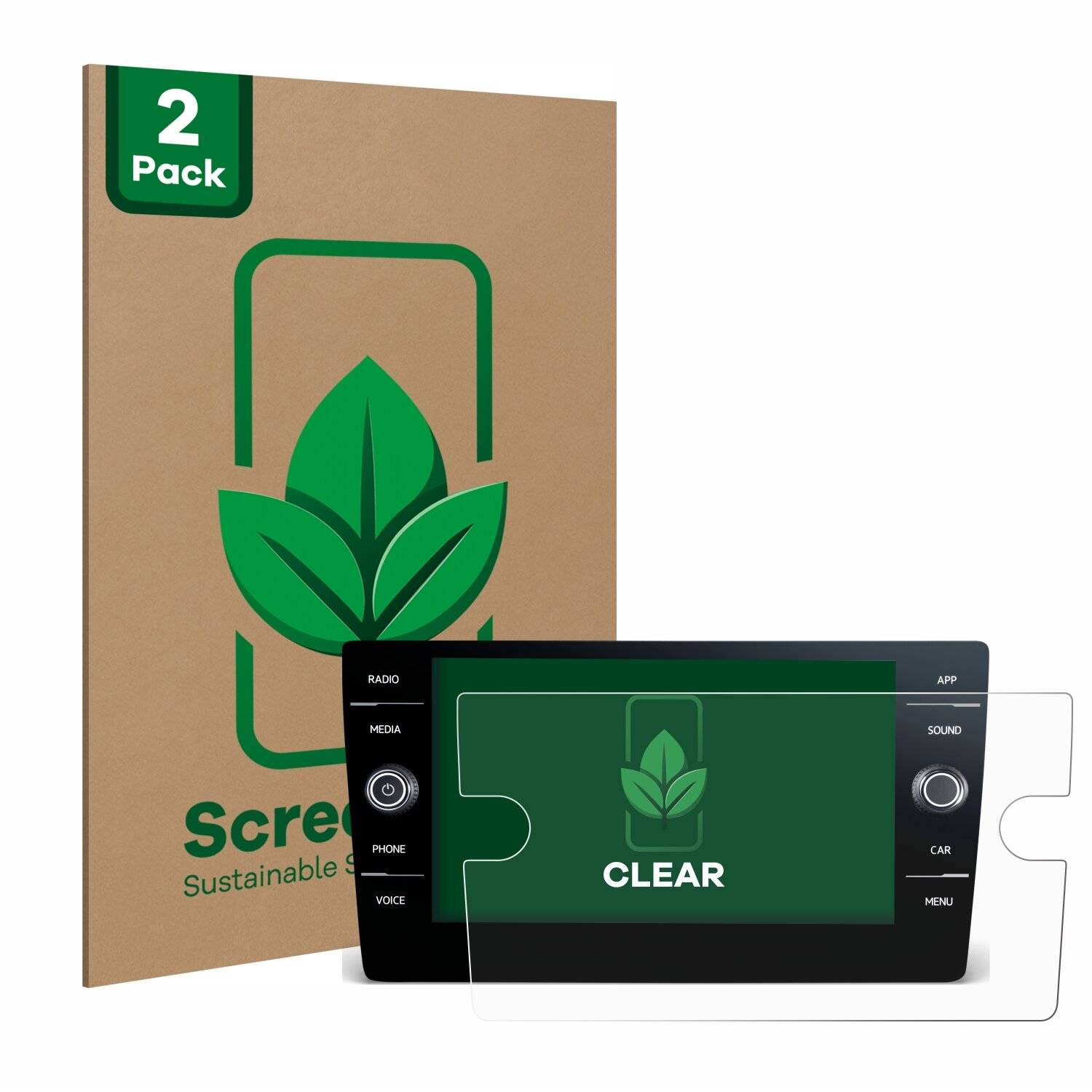 2x ScreenLeaf Clear Nachhaltiger Displayschutz für Volkswagen Touran 2017 Discover Media 8