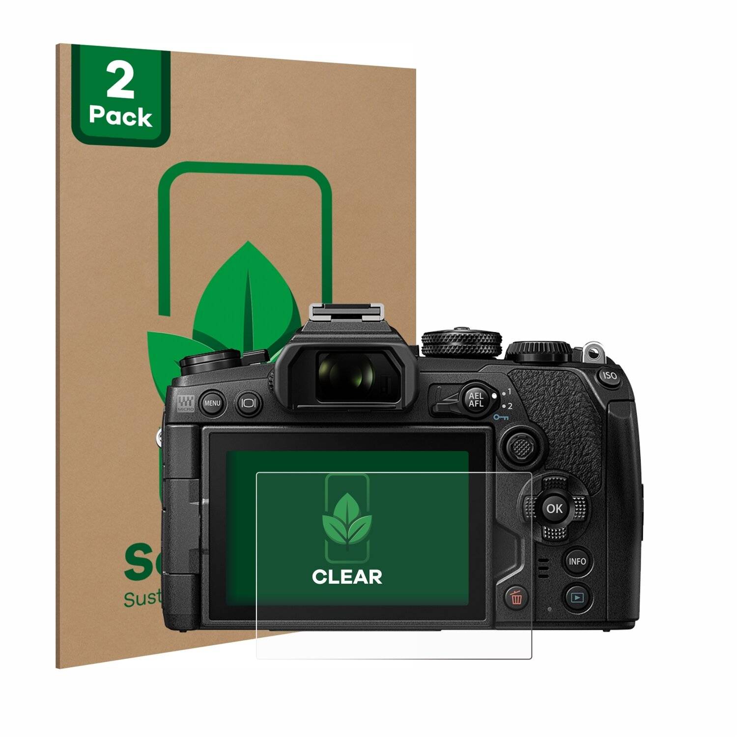 2x ScreenLeaf Clear Nachhaltiger Displayschutz für Olympus OM-D E-M1 Mark