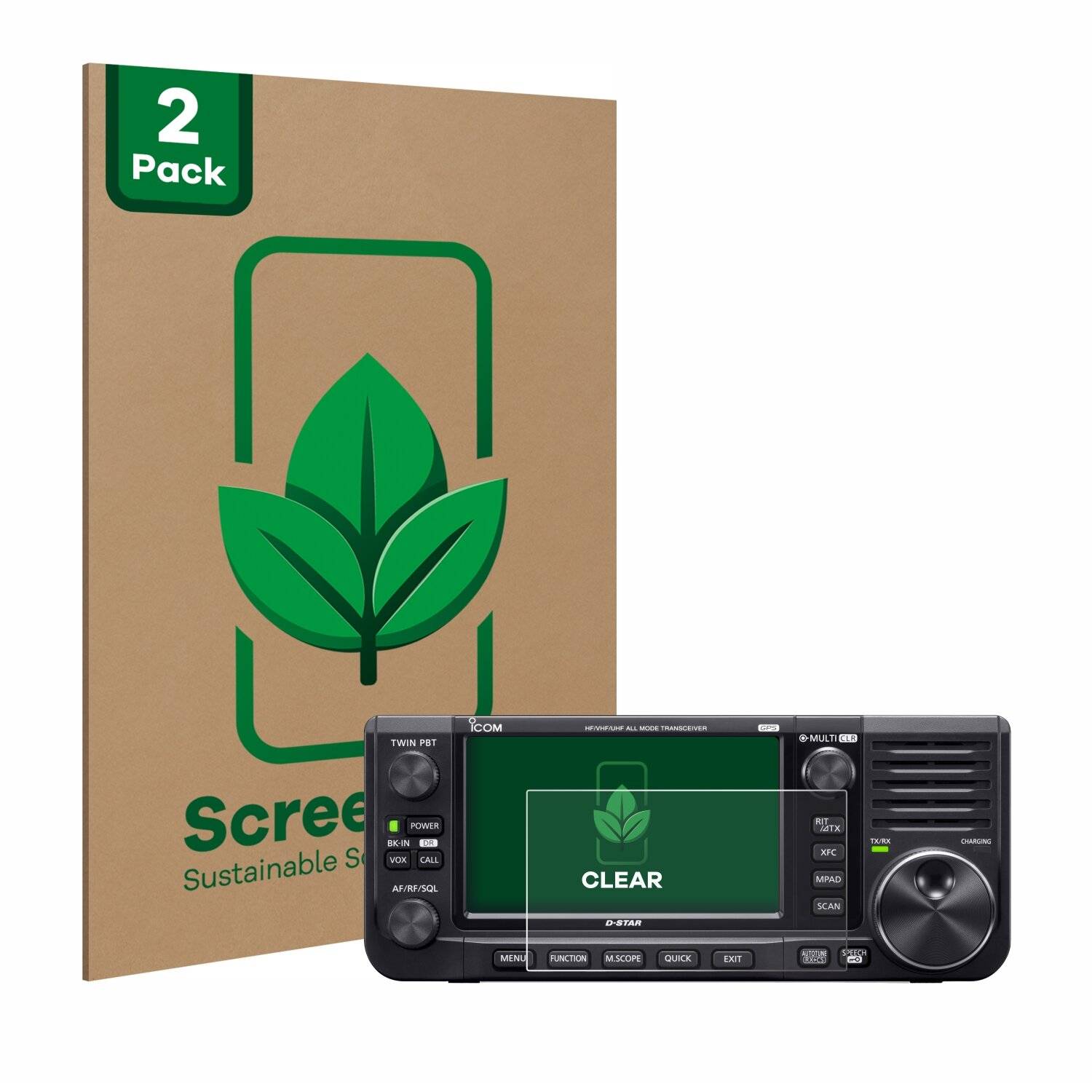2x ScreenLeaf Clear Nachhaltiger Displayschutz für Icom