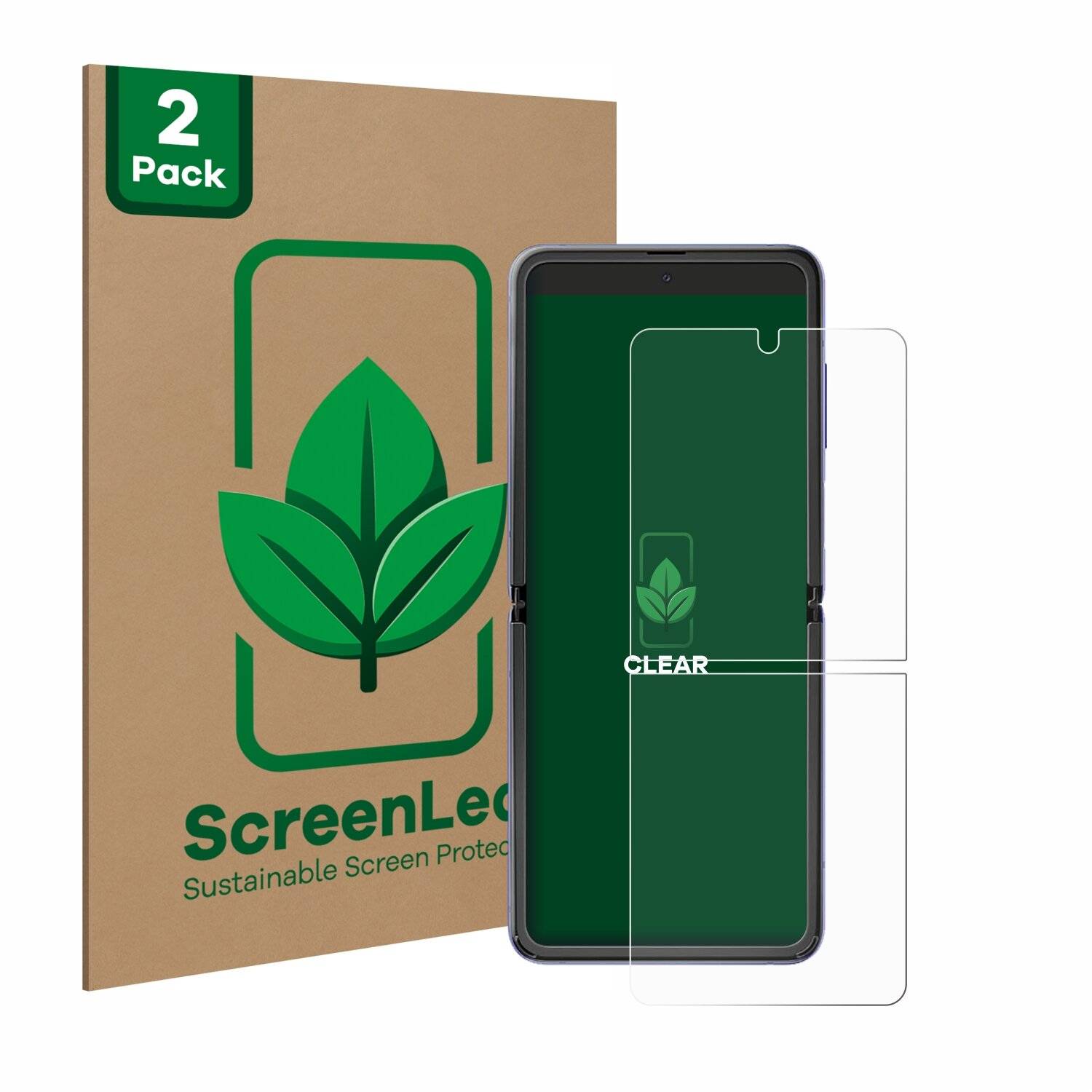 2x ScreenLeaf Clear Nachhaltiger Displayschutz für Samsung Galaxy Z Flip