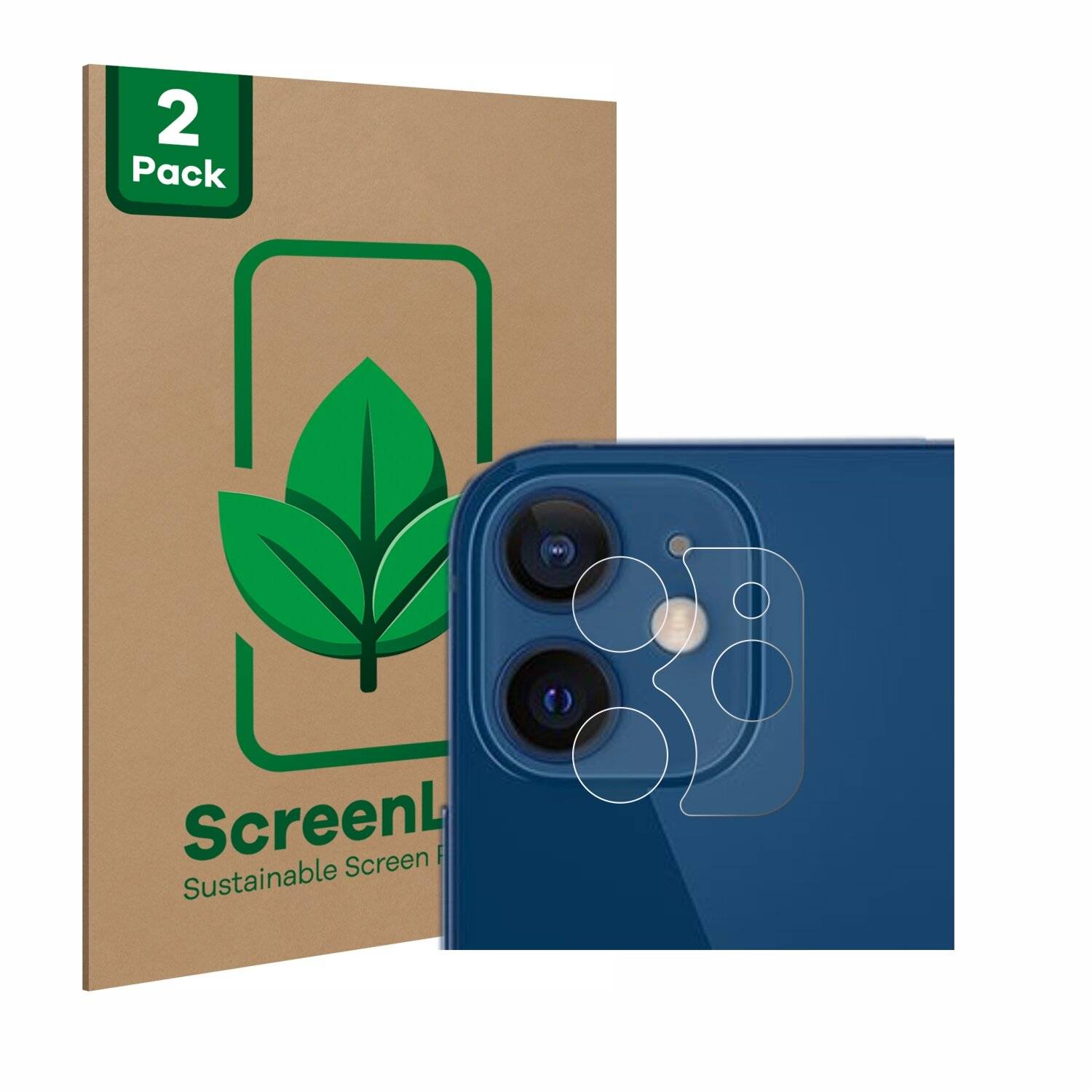 2x ScreenLeaf Clear Nachhaltiger Displayschutz für Apple iPhone 12 (NUR