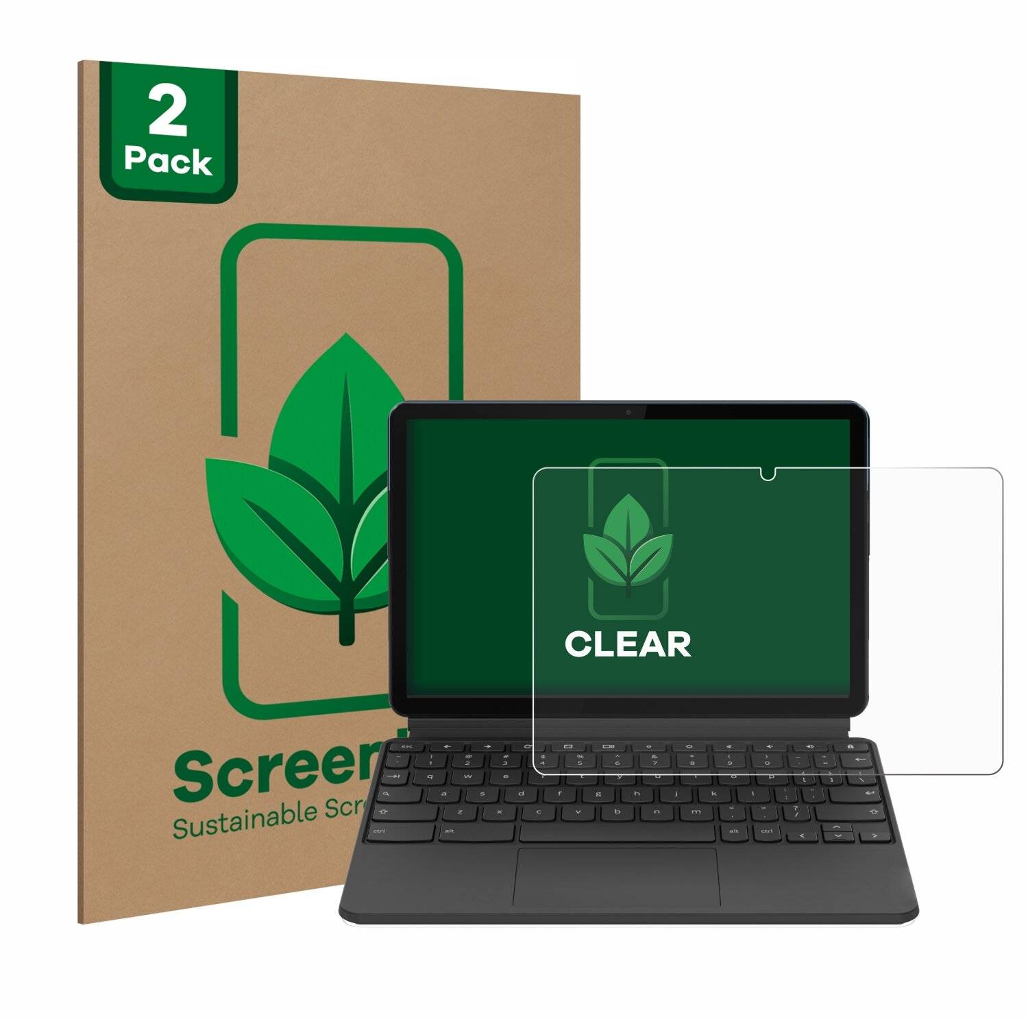 2x ScreenLeaf Clear Nachhaltiger Displayschutz für Lenovo IdeaPad Duet Chromebook 10.1 (im