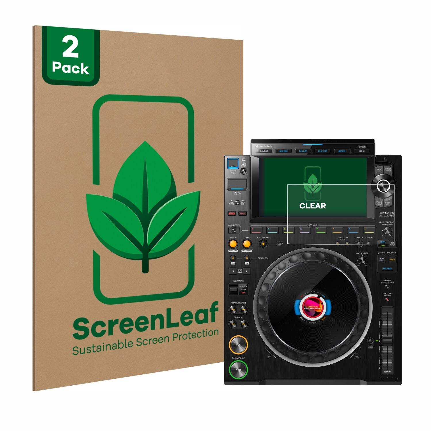 2x ScreenLeaf Clear Nachhaltiger Displayschutz für Pioneer CDJ