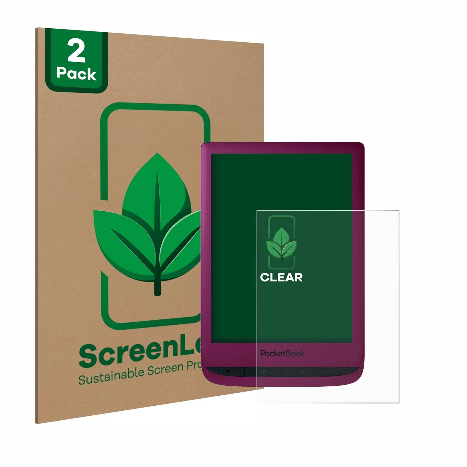 2x ScreenLeaf Clear Nachhaltiger Displayschutz für PocketBook Touch Lux