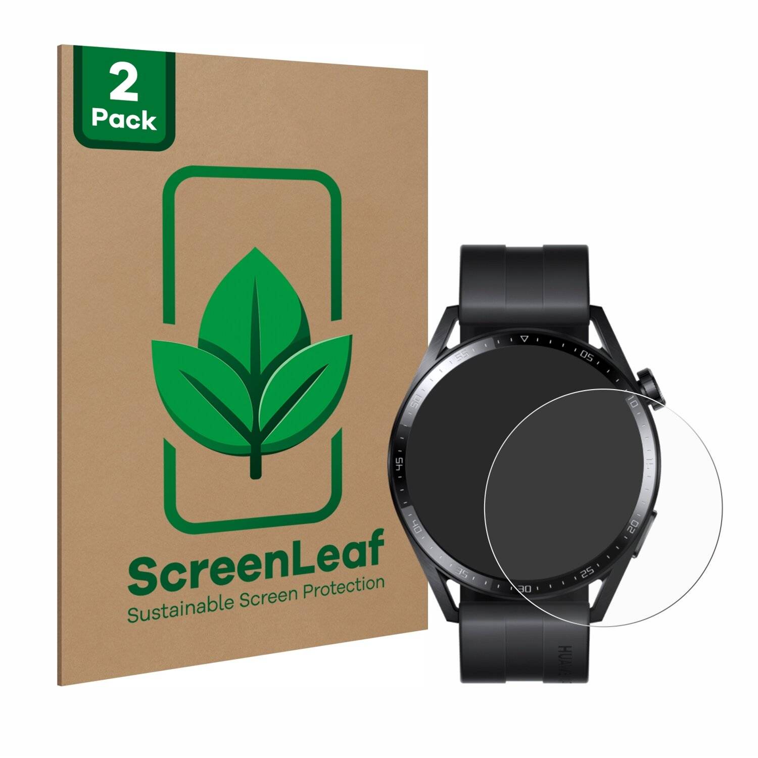 2x ScreenLeaf Clear Nachhaltiger Displayschutz für Huawei Watch GT 3 (46