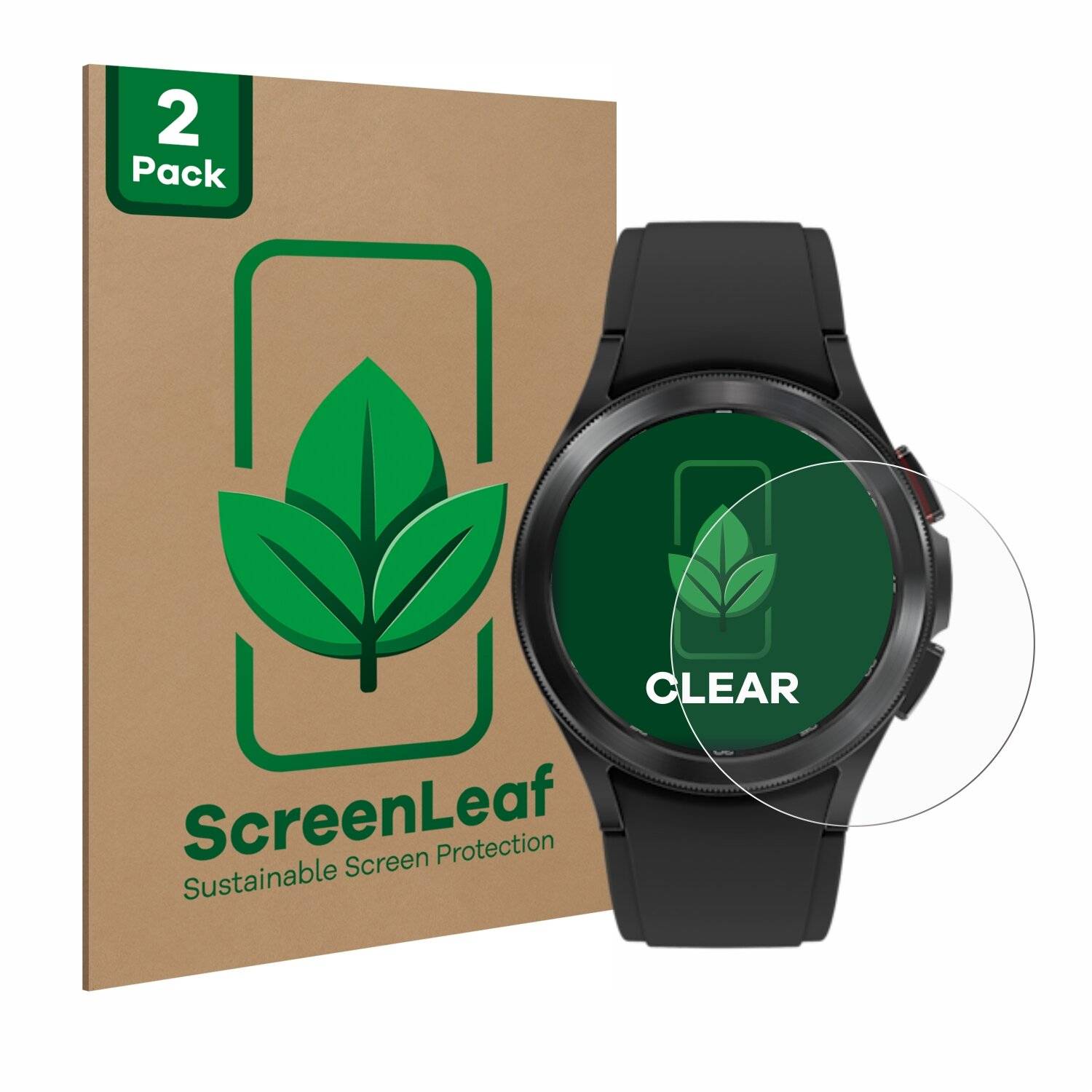 2x ScreenLeaf Clear Nachhaltiger Displayschutz für Samsung Galaxy Watch 4 Classic