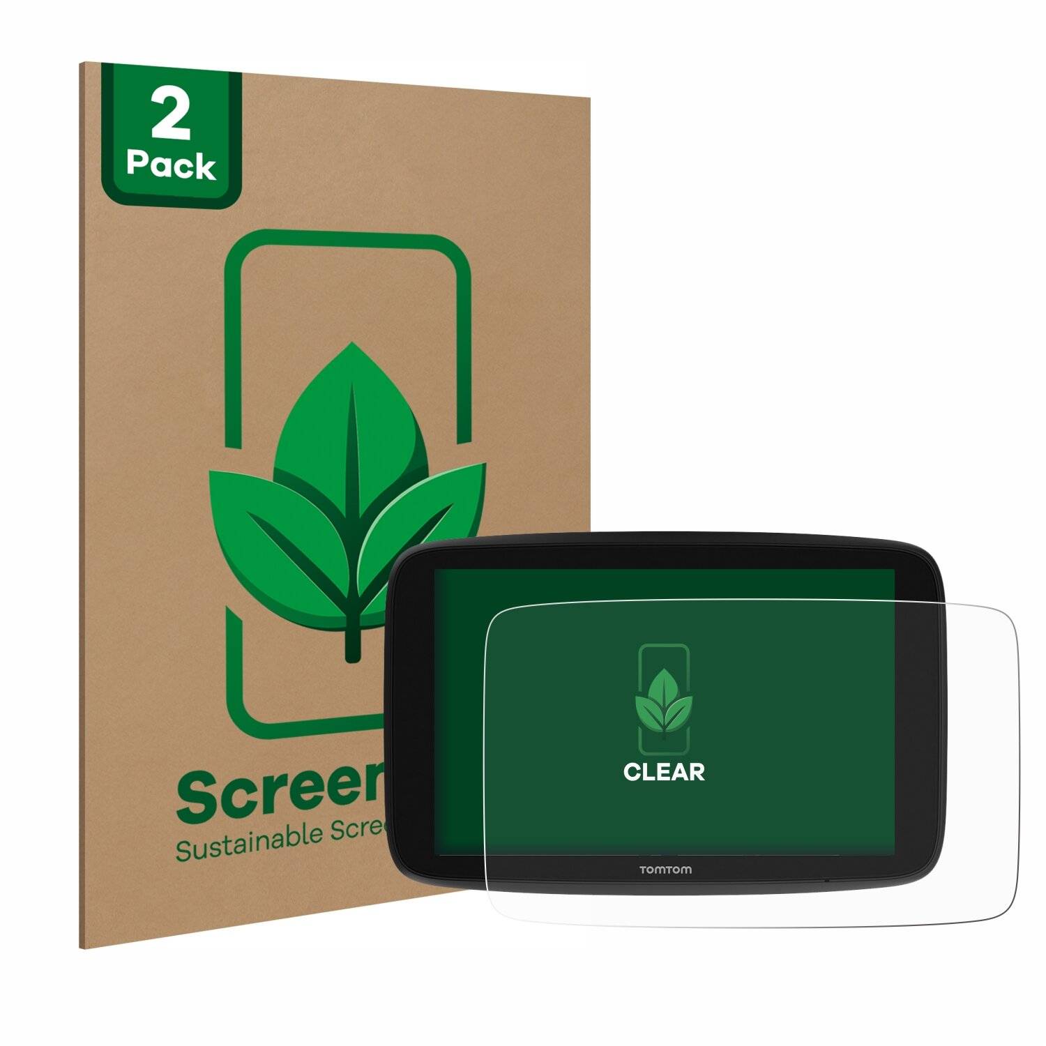 2x ScreenLeaf Clear Nachhaltiger Displayschutz für TomTom Go Expert