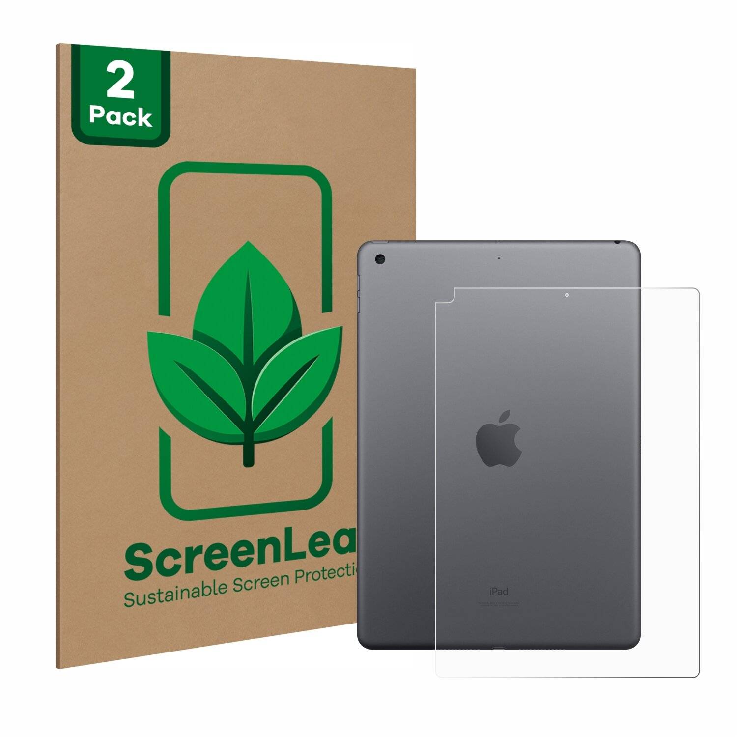 2x ScreenLeaf Clear Nachhaltiger Displayschutz für Apple iPad 10.2 WiFi 2021 (Rückseite, 9