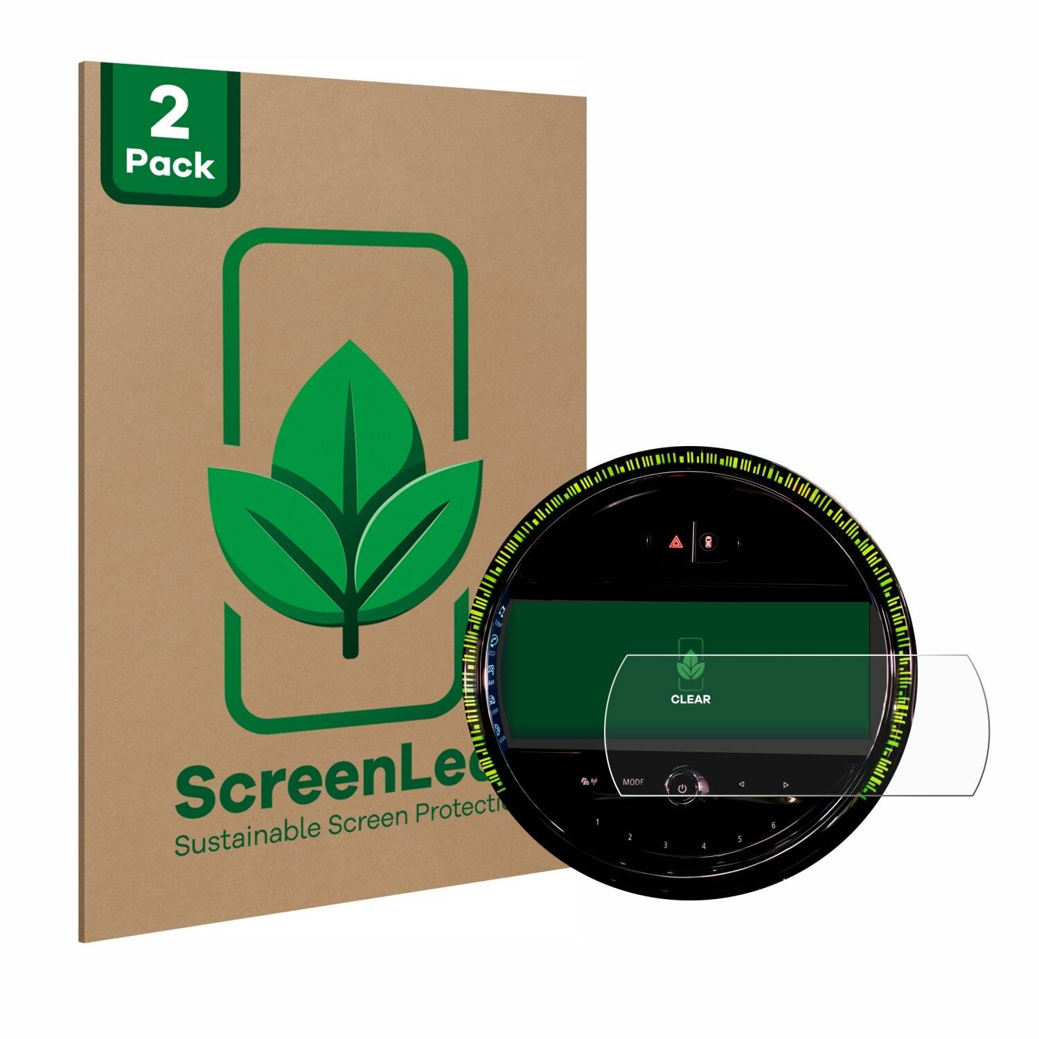 2x ScreenLeaf Clear Nachhaltiger Displayschutz für Mini Cooper 2021 Infotainment System