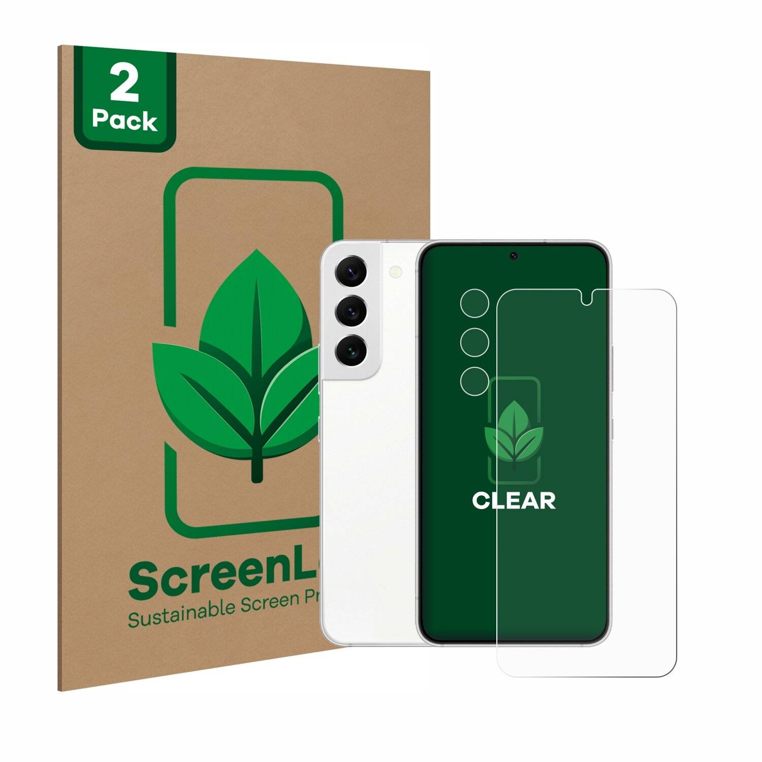 2x ScreenLeaf Clear Nachhaltiger Displayschutz für Samsung Galaxy S22 5G