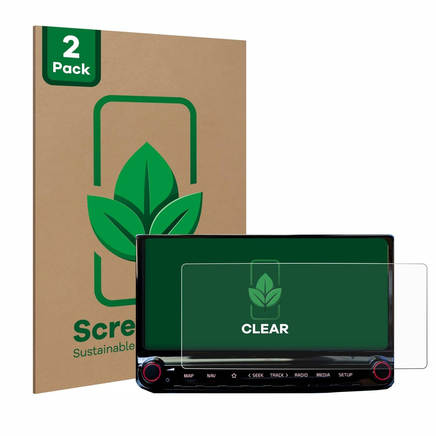 2x ScreenLeaf Clear Nachhaltiger Displayschutz für Kia Ceed 2022 Infotainment System