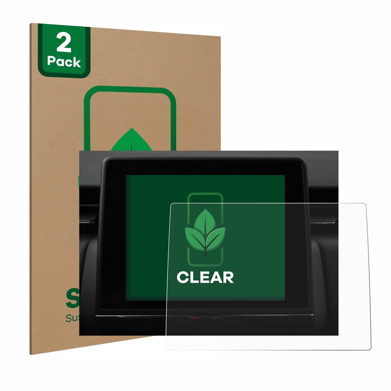 2x ScreenLeaf Clear Nachhaltiger Displayschutz für Renault Captur Easy Link