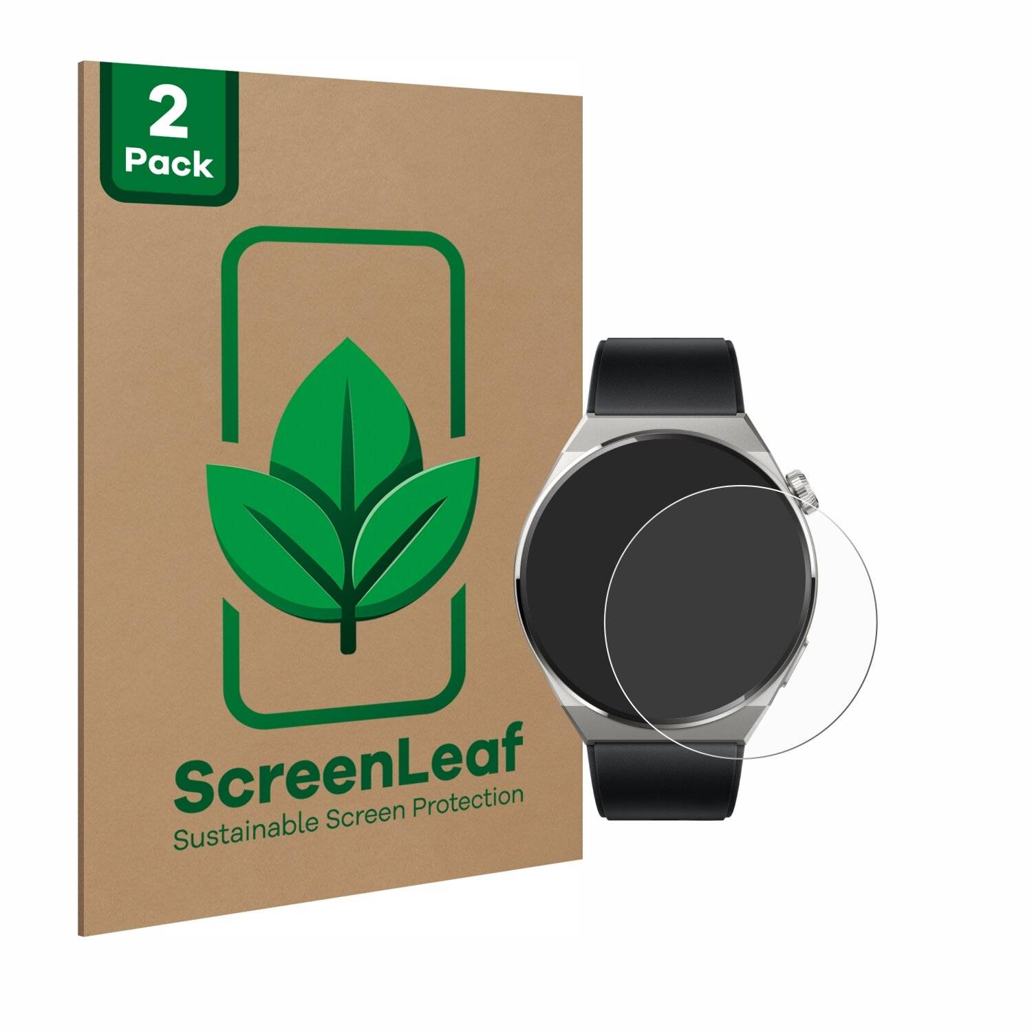 2x ScreenLeaf Clear Nachhaltiger Displayschutz für Huawei Watch GT 3 Pro Titanium
