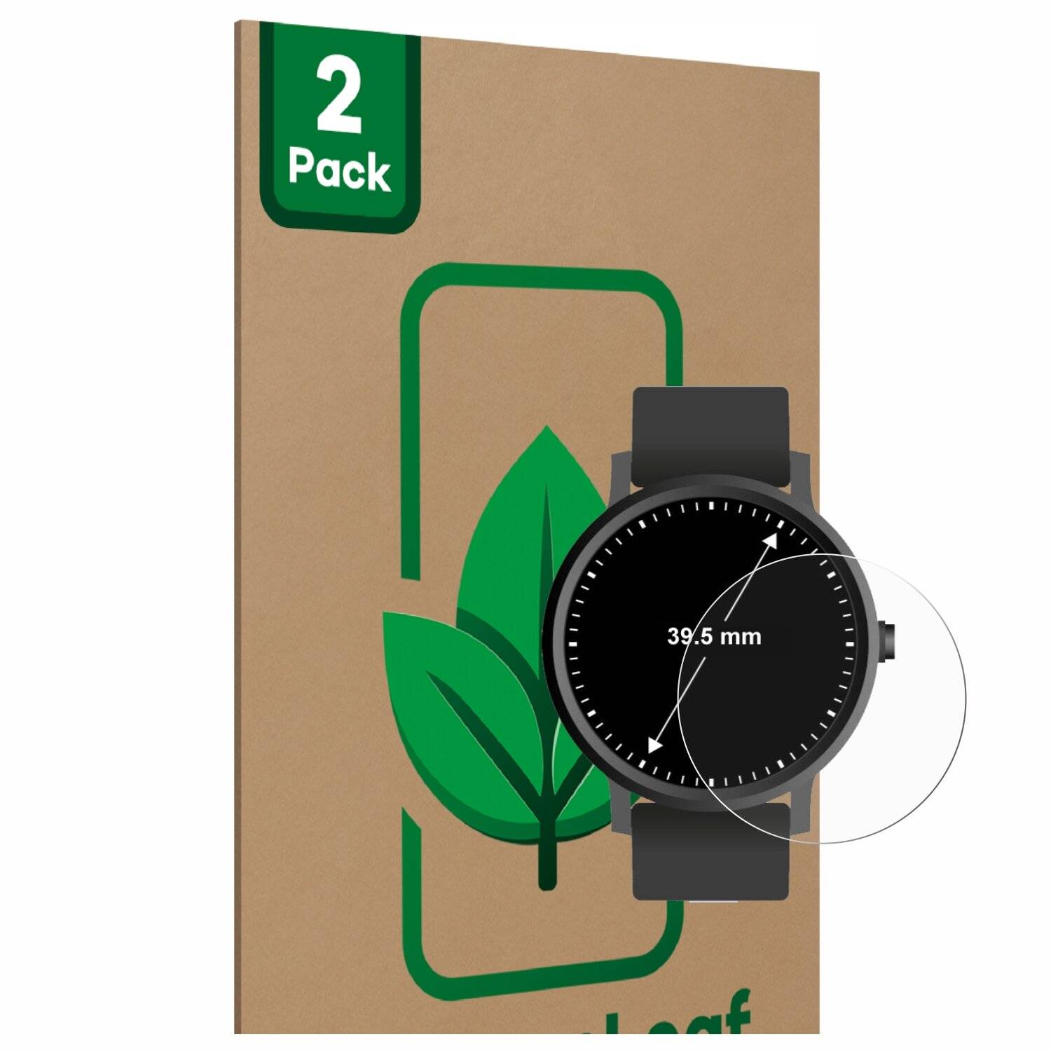 2x ScreenLeaf Clear Nachhaltiger Displayschutz für Armbanduhren (Kreisrund, ø: 39.5 mm) (2x