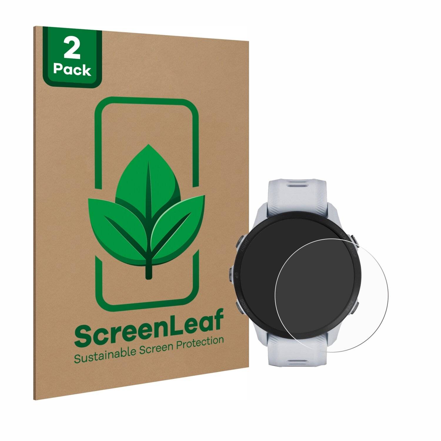 2x ScreenLeaf Clear Nachhaltiger Displayschutz für Garmin Forerunner 955