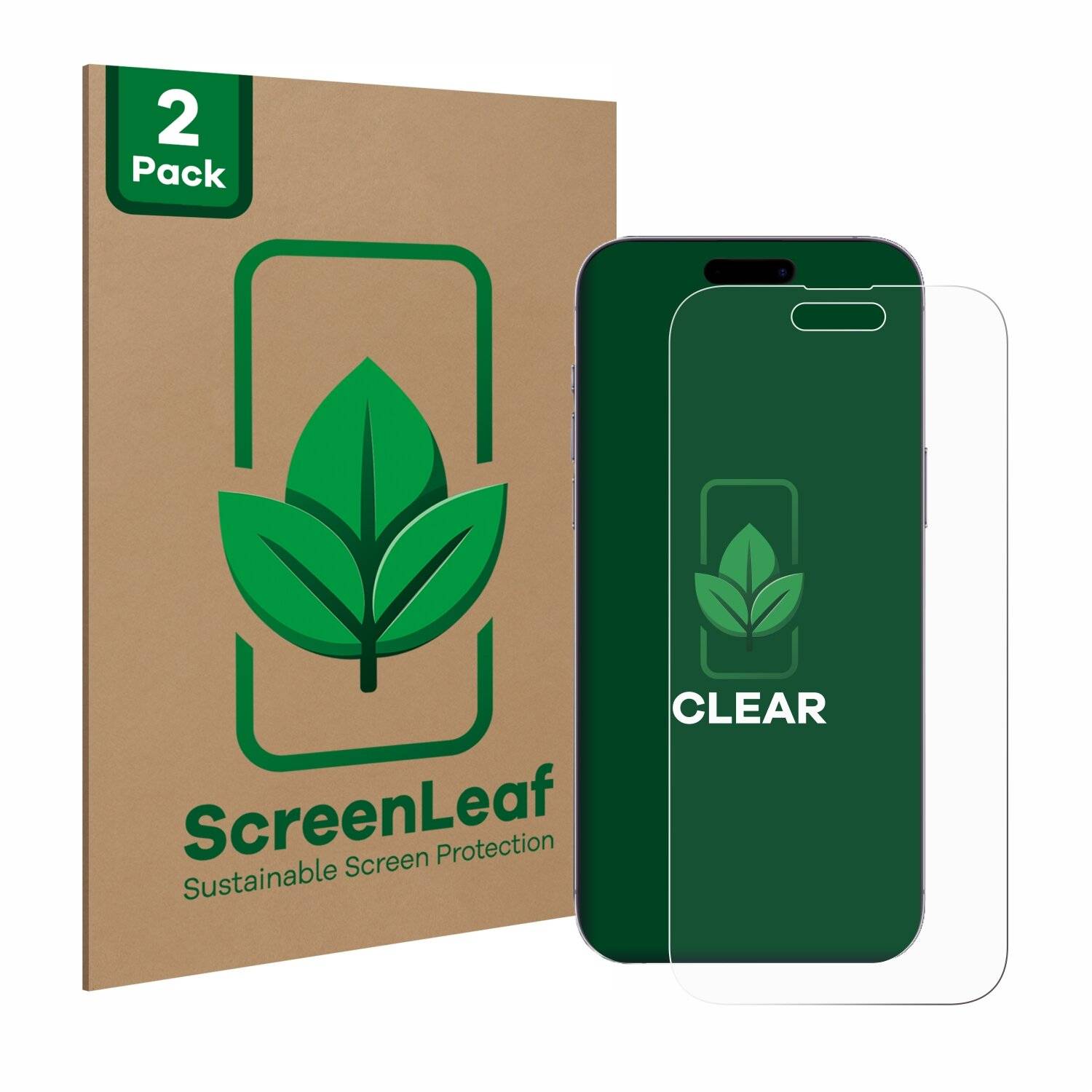2x ScreenLeaf Clear Nachhaltiger Displayschutz für Apple iPhone 14 Pro