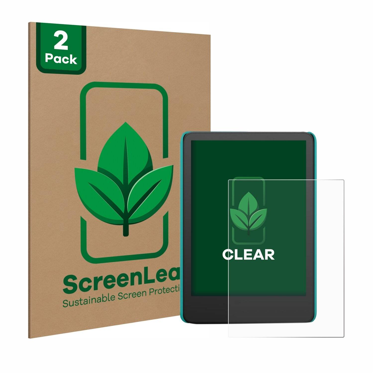 2x ScreenLeaf Clear Nachhaltiger Displayschutz für Amazon Kindle Kids
