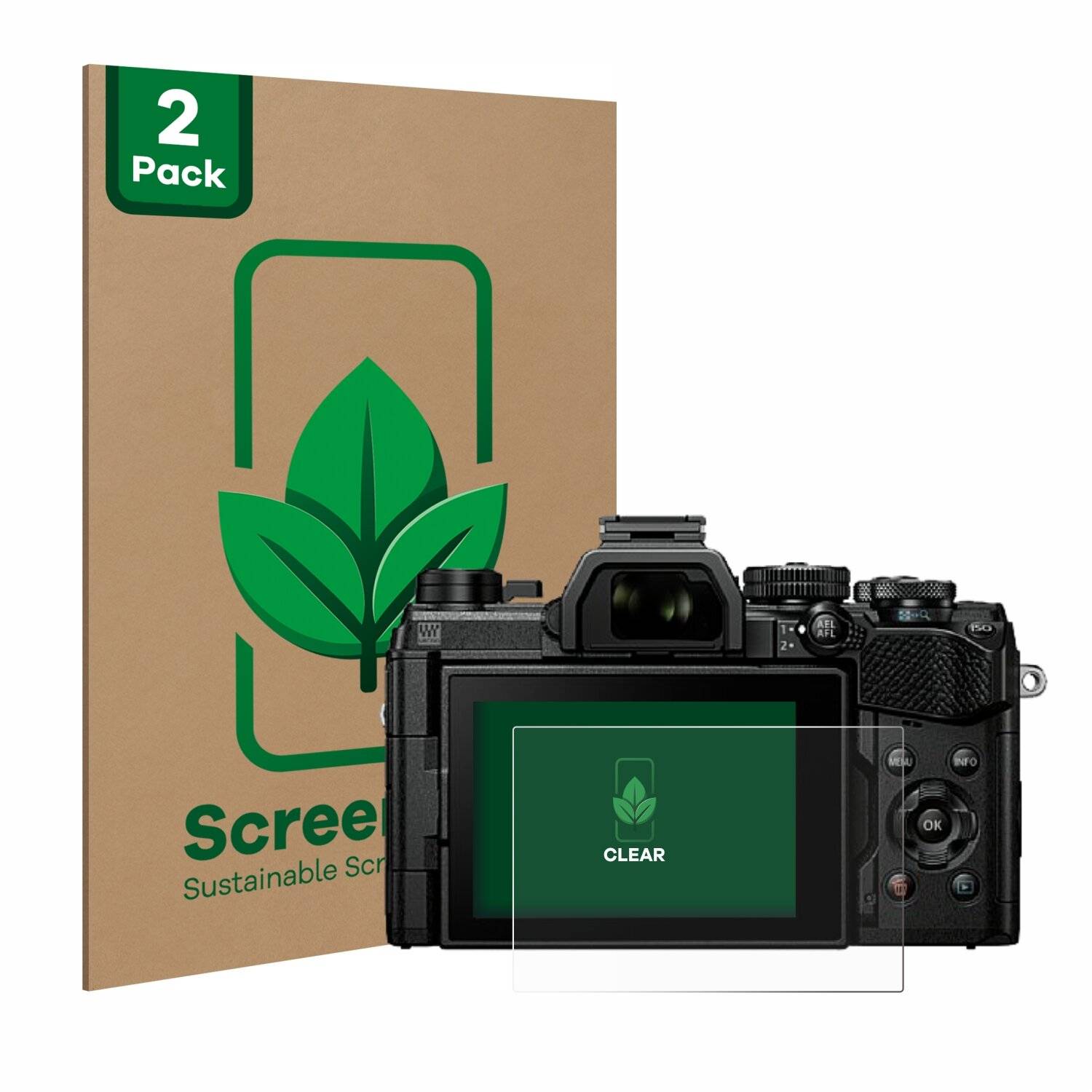 2x ScreenLeaf Clear Nachhaltiger Displayschutz für Olympus OM System