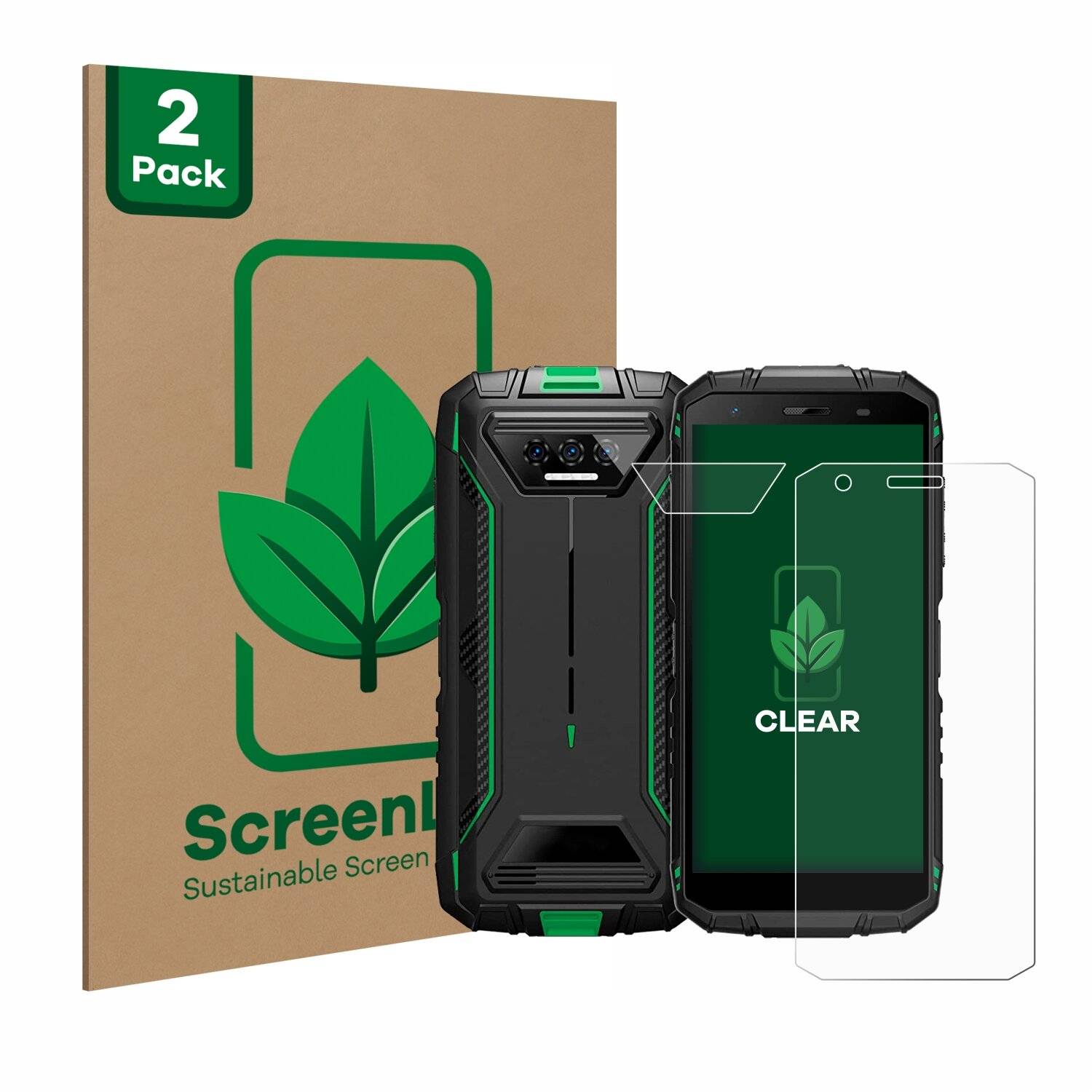 2x ScreenLeaf Clear Nachhaltiger Displayschutz für Doogee S41 Pro